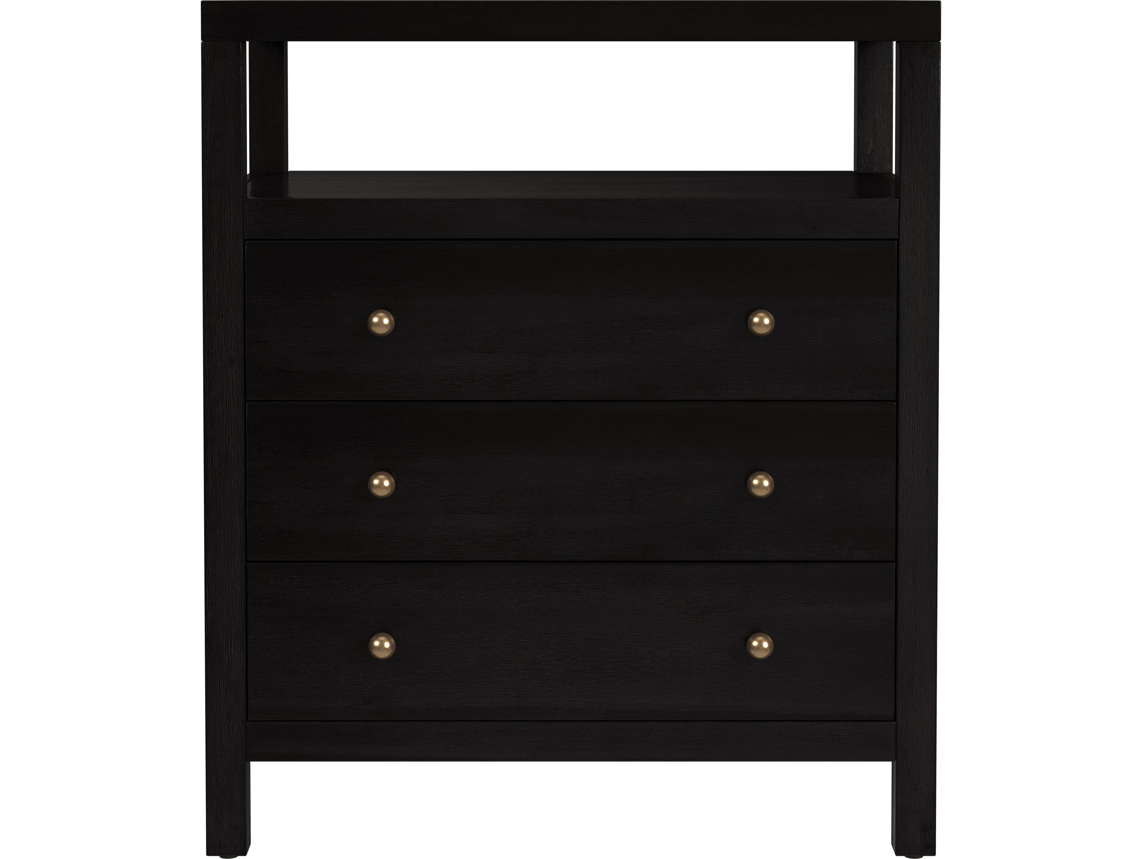 Butler Nora 3-Drawers Black Acacia Wood Nightstand