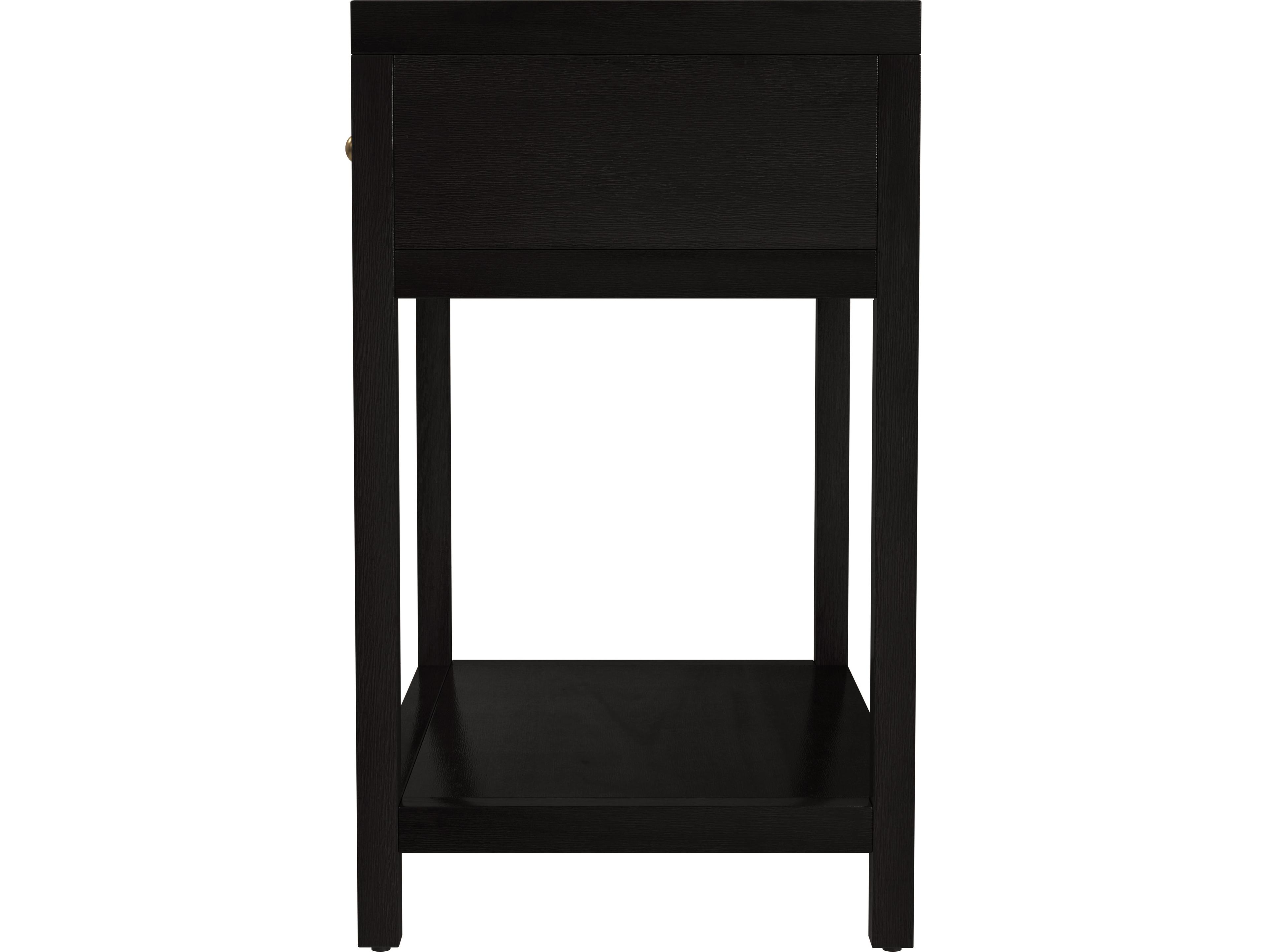 Butler Nora 1-Drawer Black Acacia Wood Nightstand