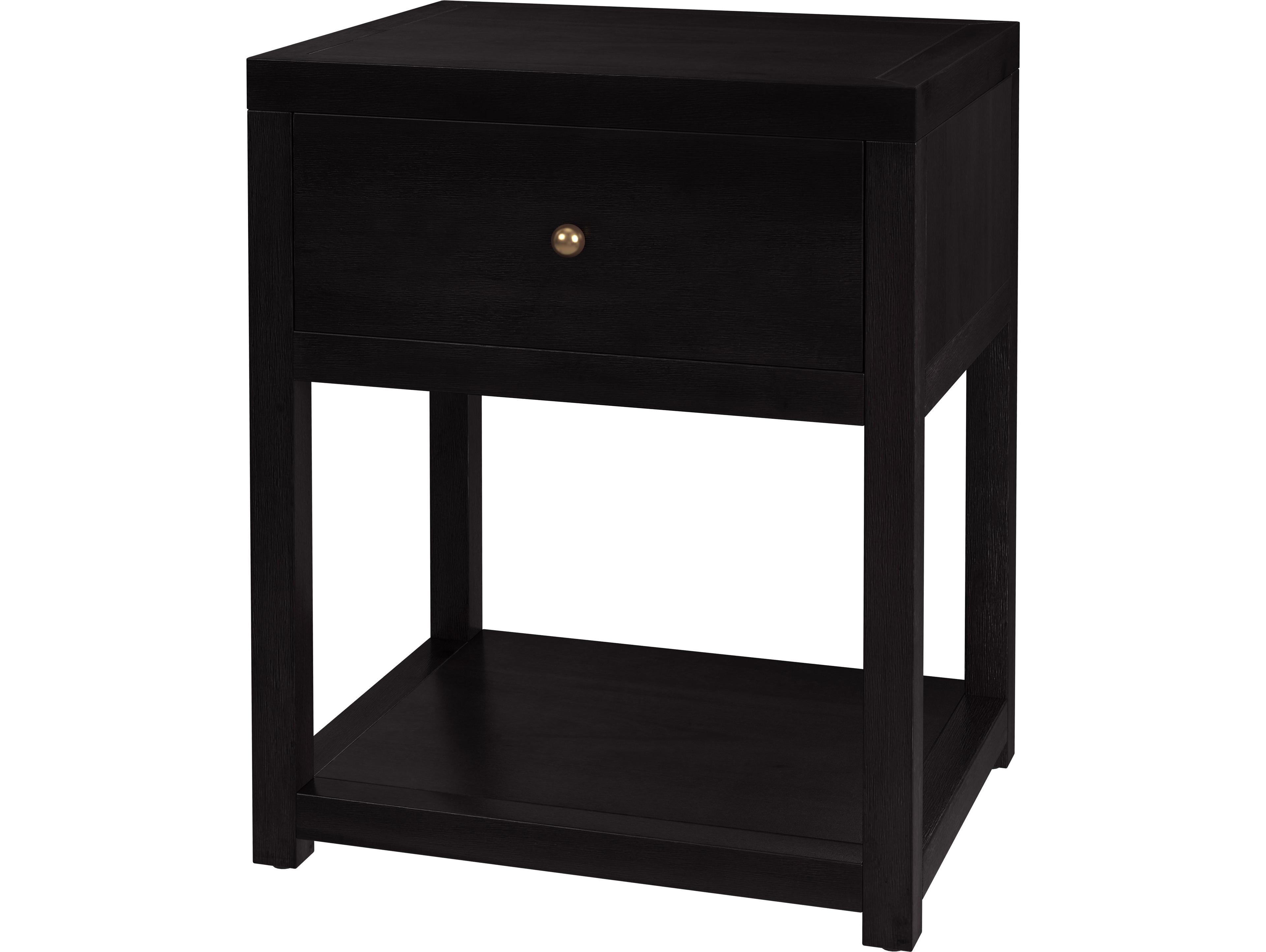 Butler Nora 1-Drawer Black Acacia Wood Nightstand