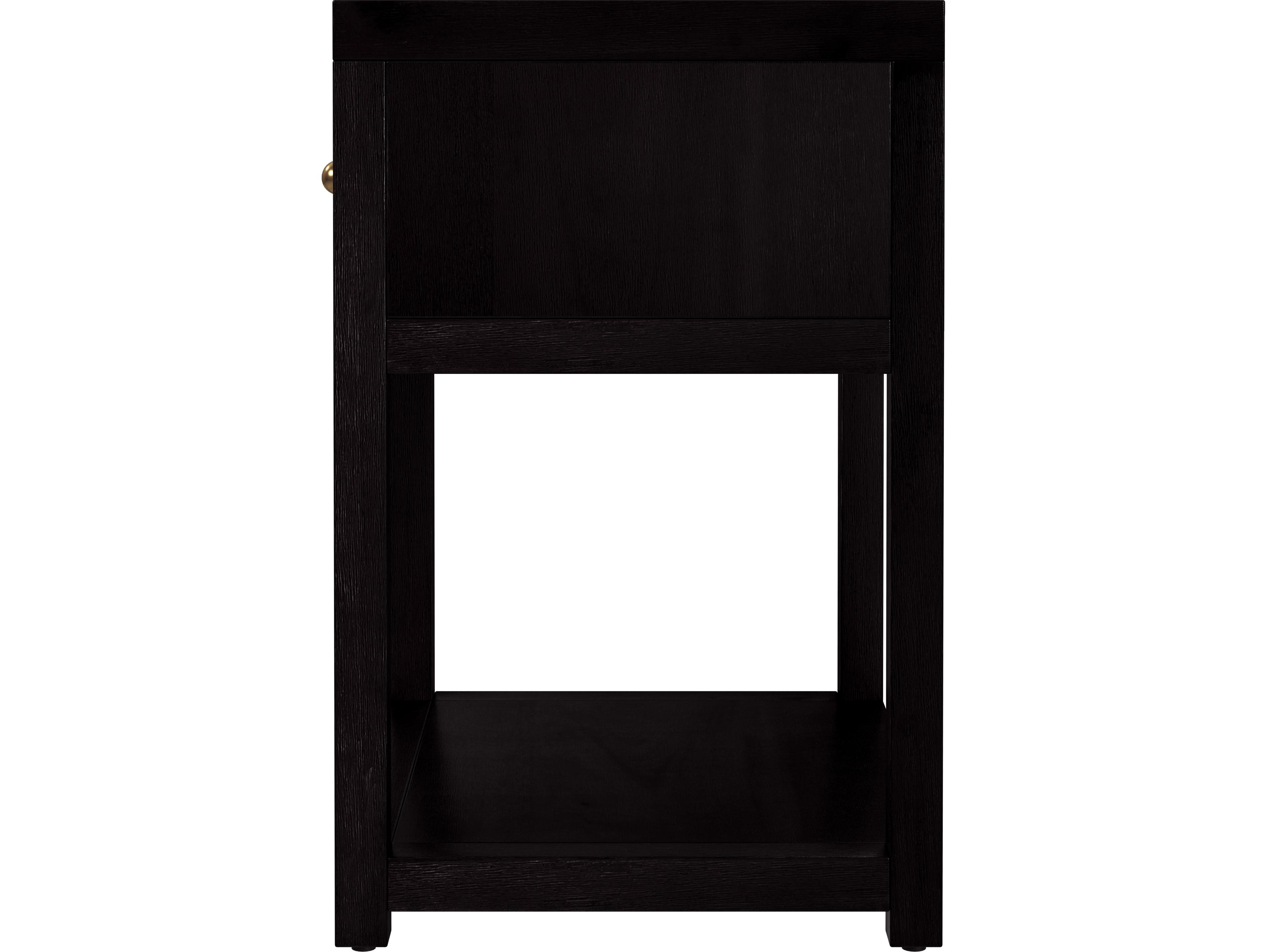 Butler Nora 1-Drawer Black Acacia Wood Nightstand