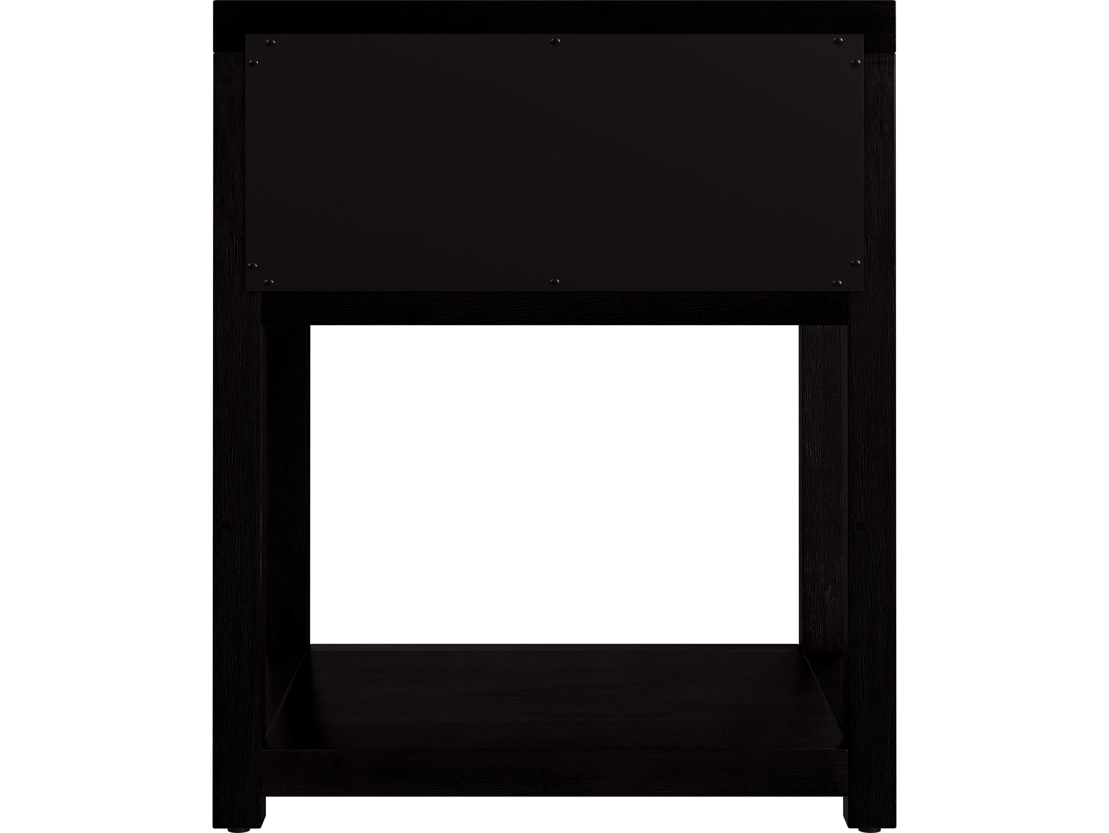 Butler Nora 1-Drawer Black Acacia Wood Nightstand