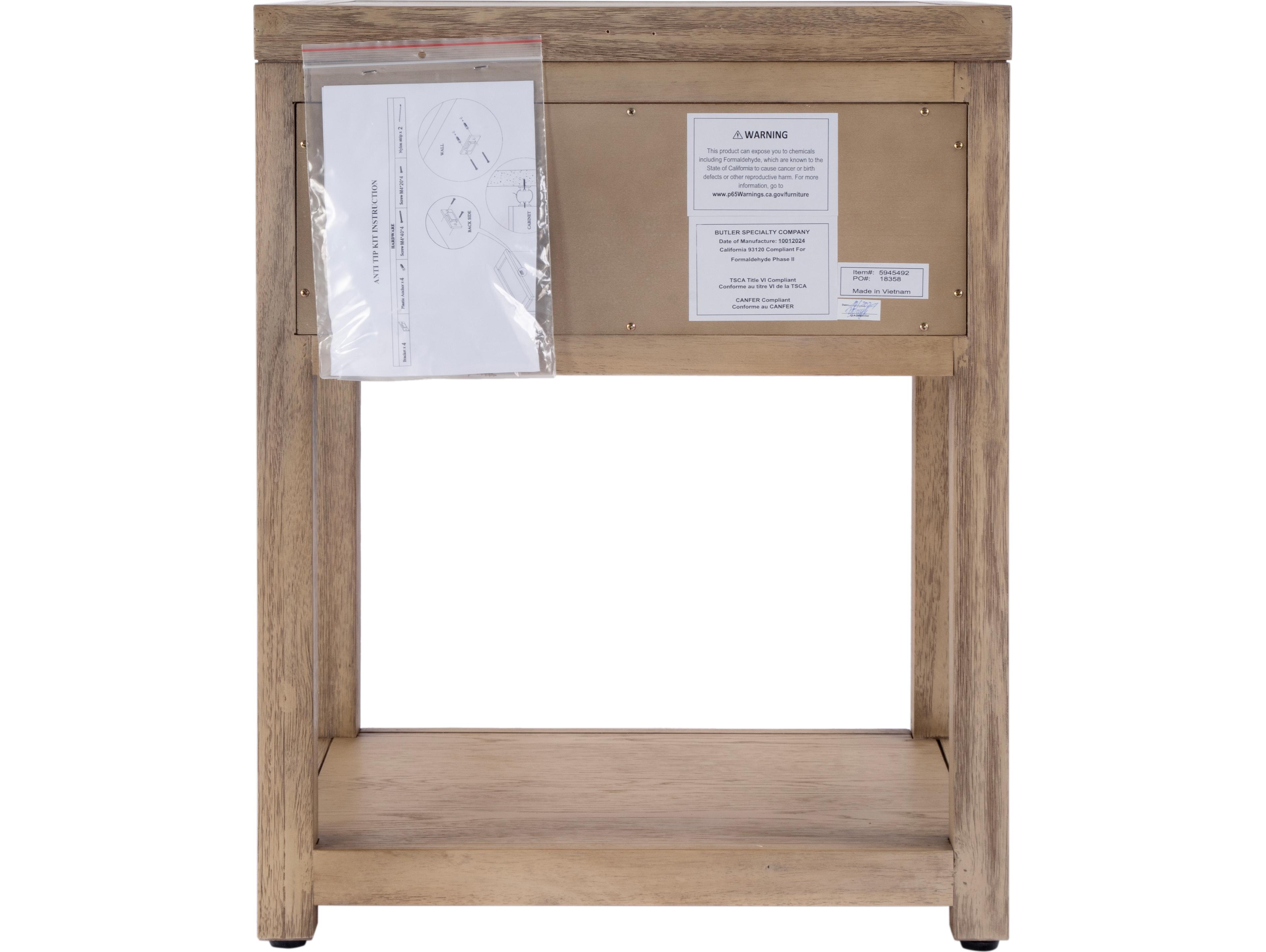 Butler Nora 1-Drawer Brown Acacia Wood Nightstand