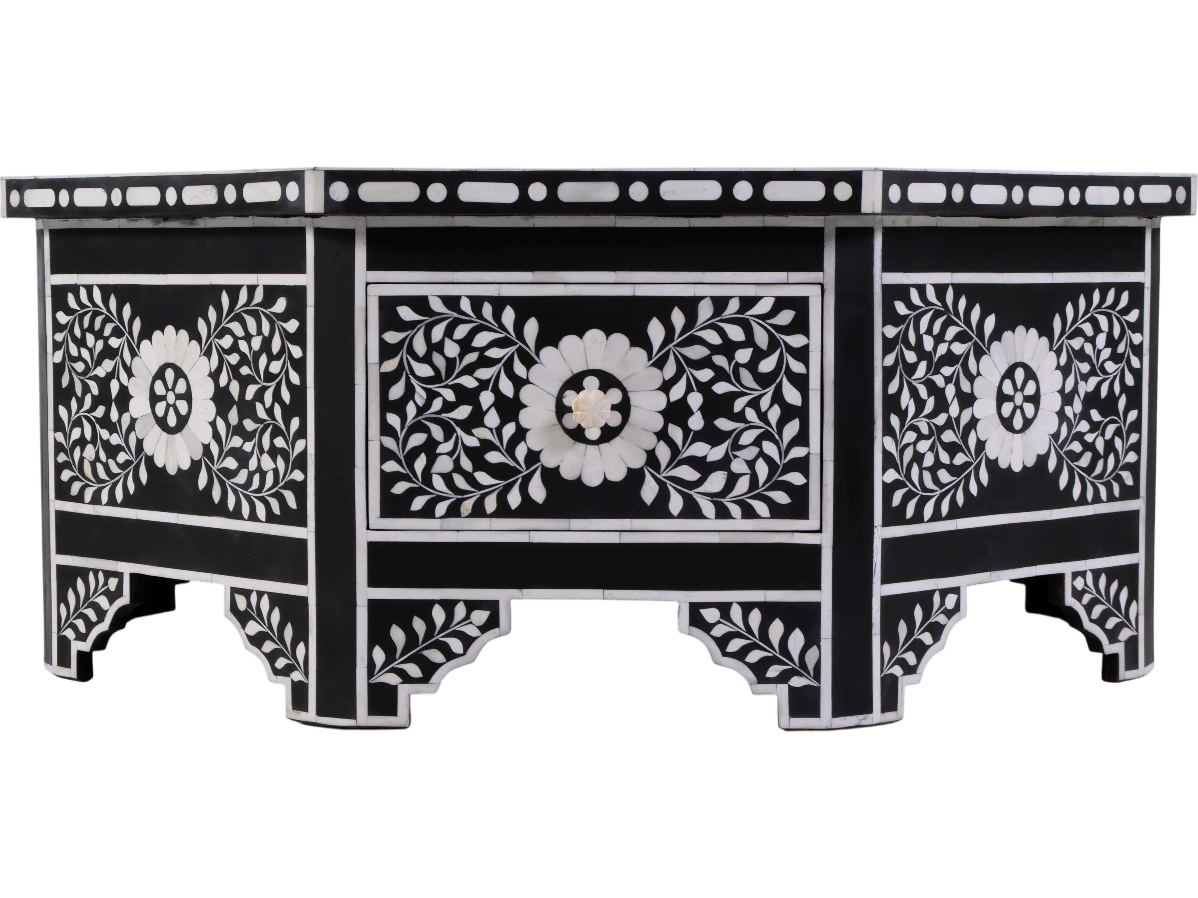 Butler Blackwell Hexagon Resin Black And White Coffee Table