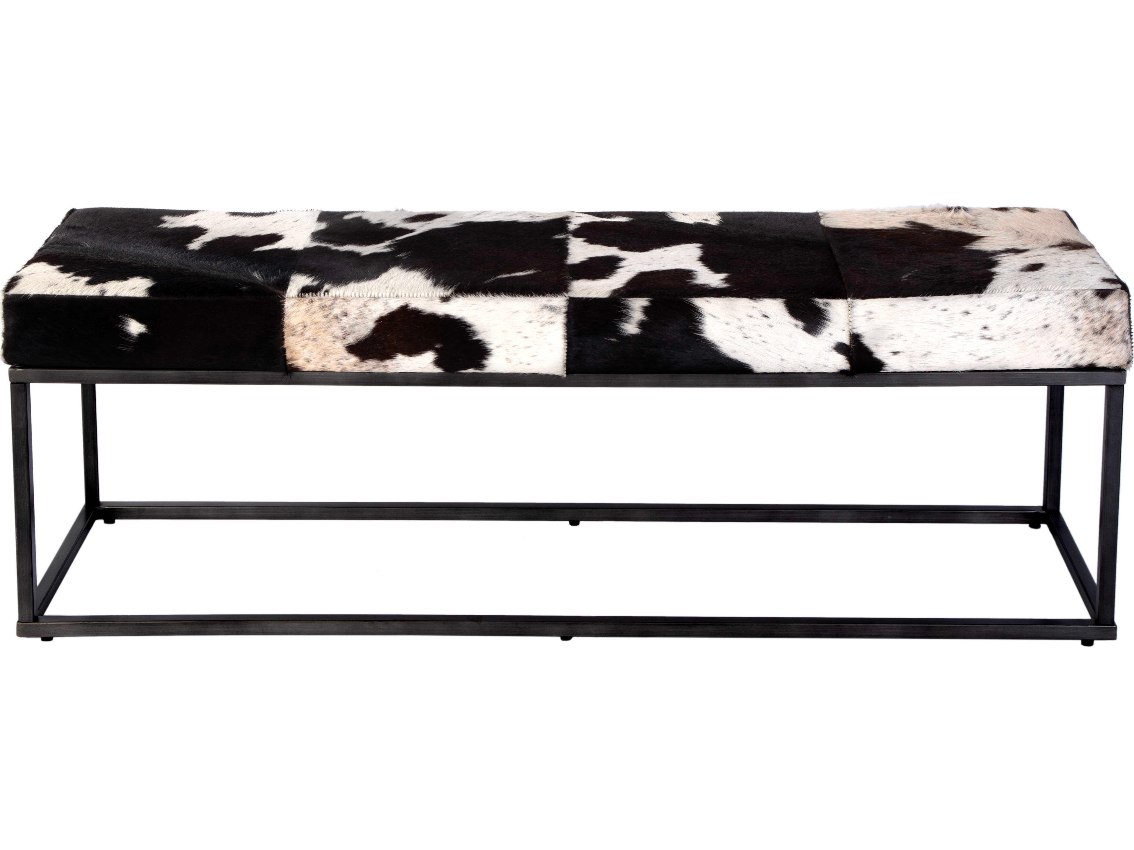 Butler Stinson Black White Leather Accent Bench