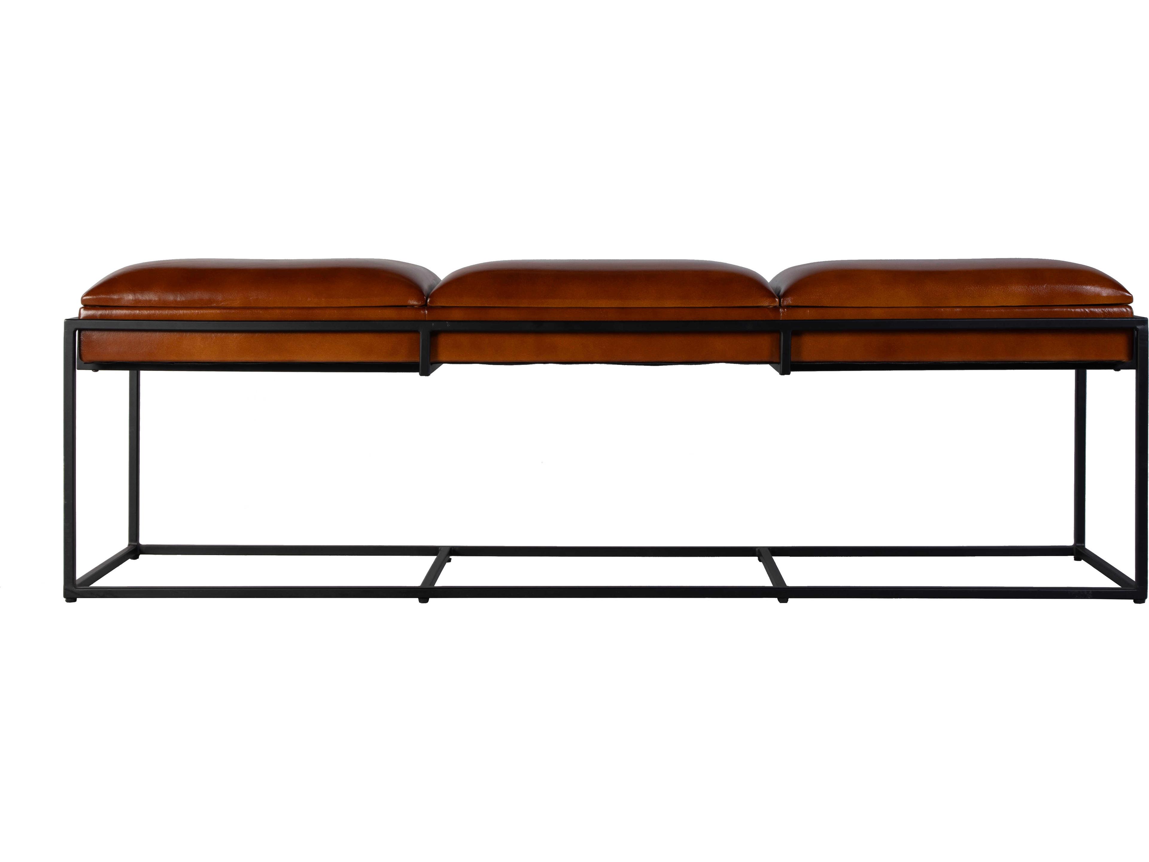 Butler Kane Brown Black Leather Accent Bench