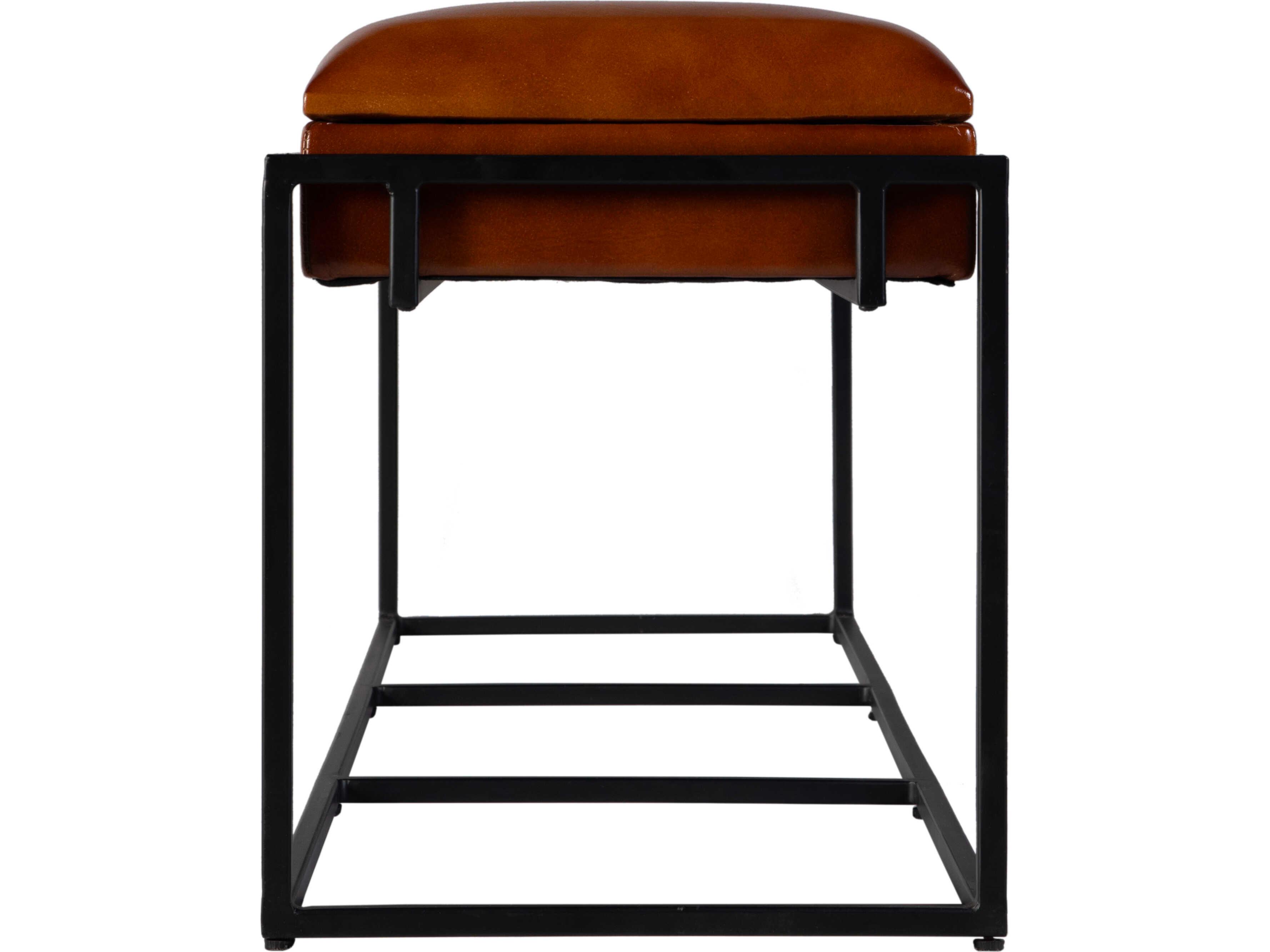 Butler Kane Brown Black Leather Accent Bench