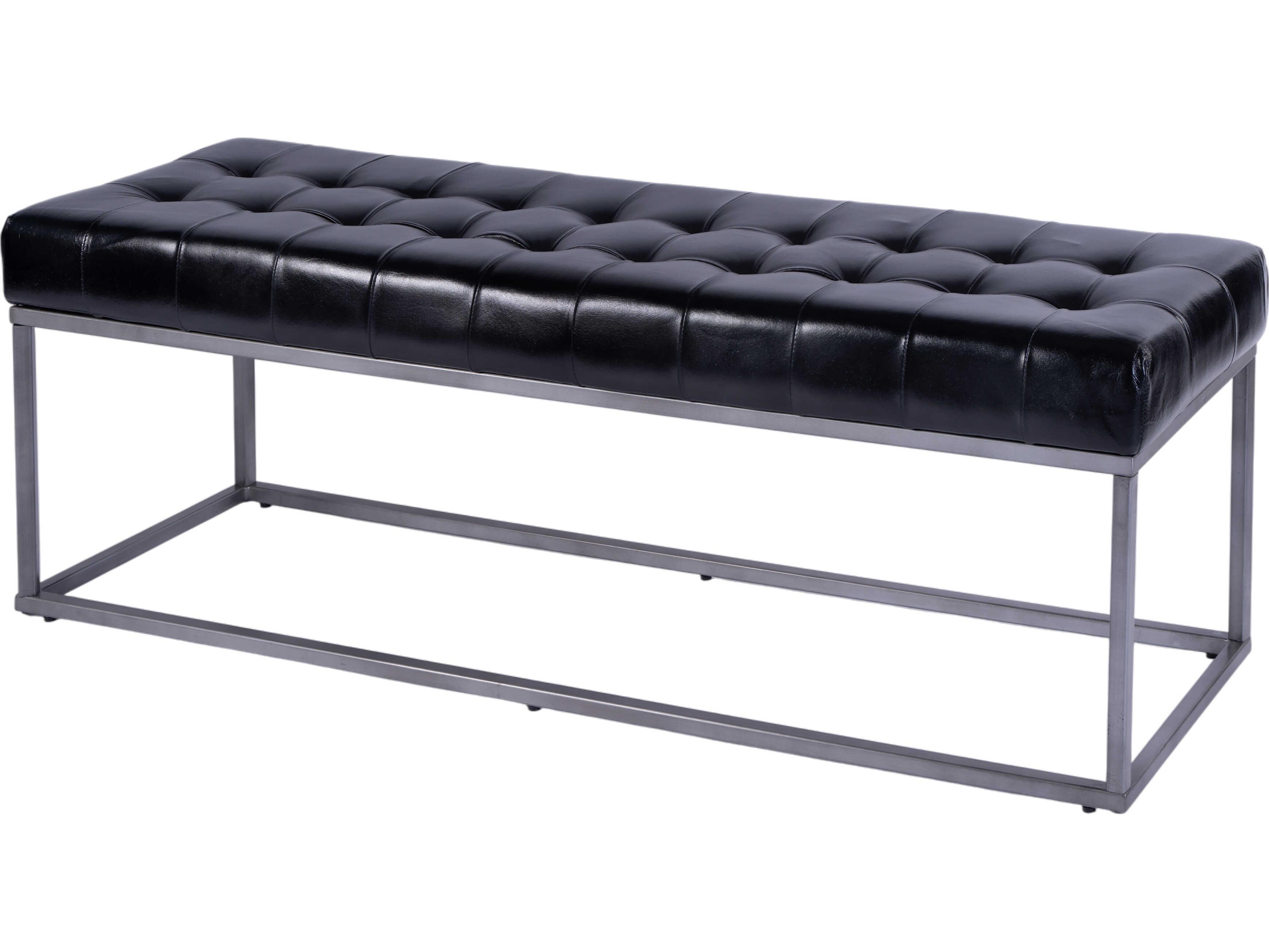 Butler Knox Black Leather Accent Bench