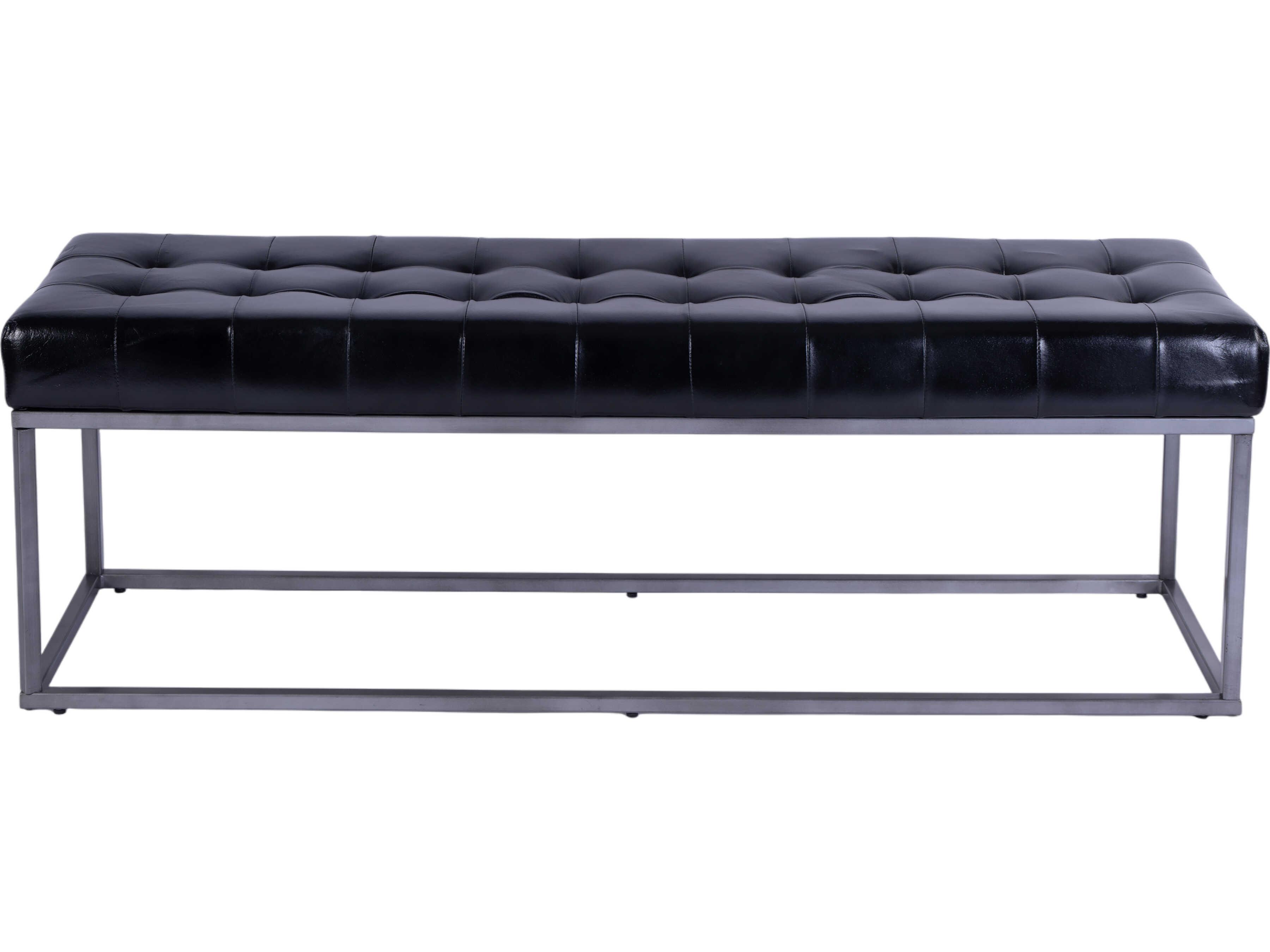 Butler Knox Black Leather Accent Bench