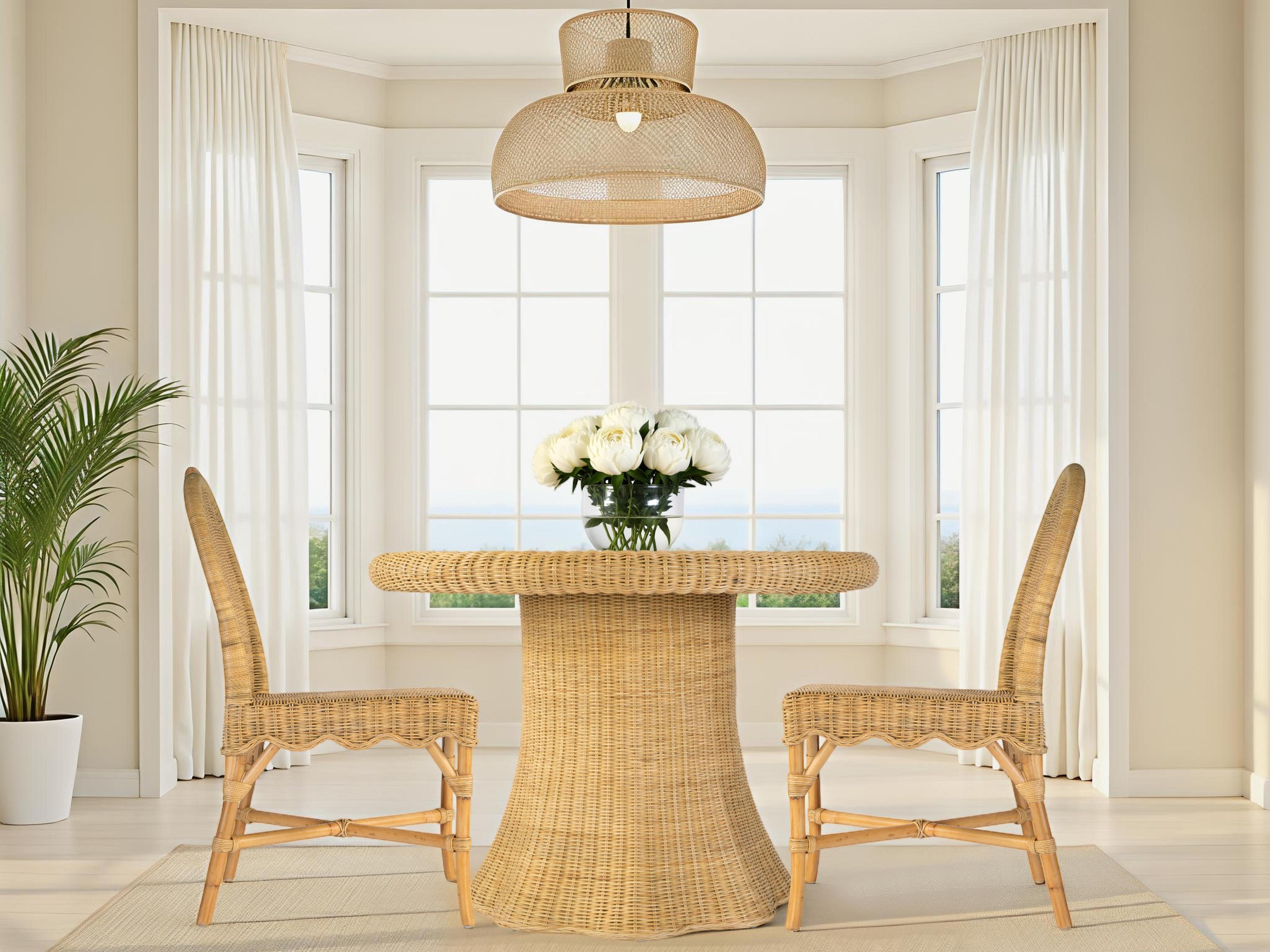 Butler Flora Round Glass Natural Dining Table