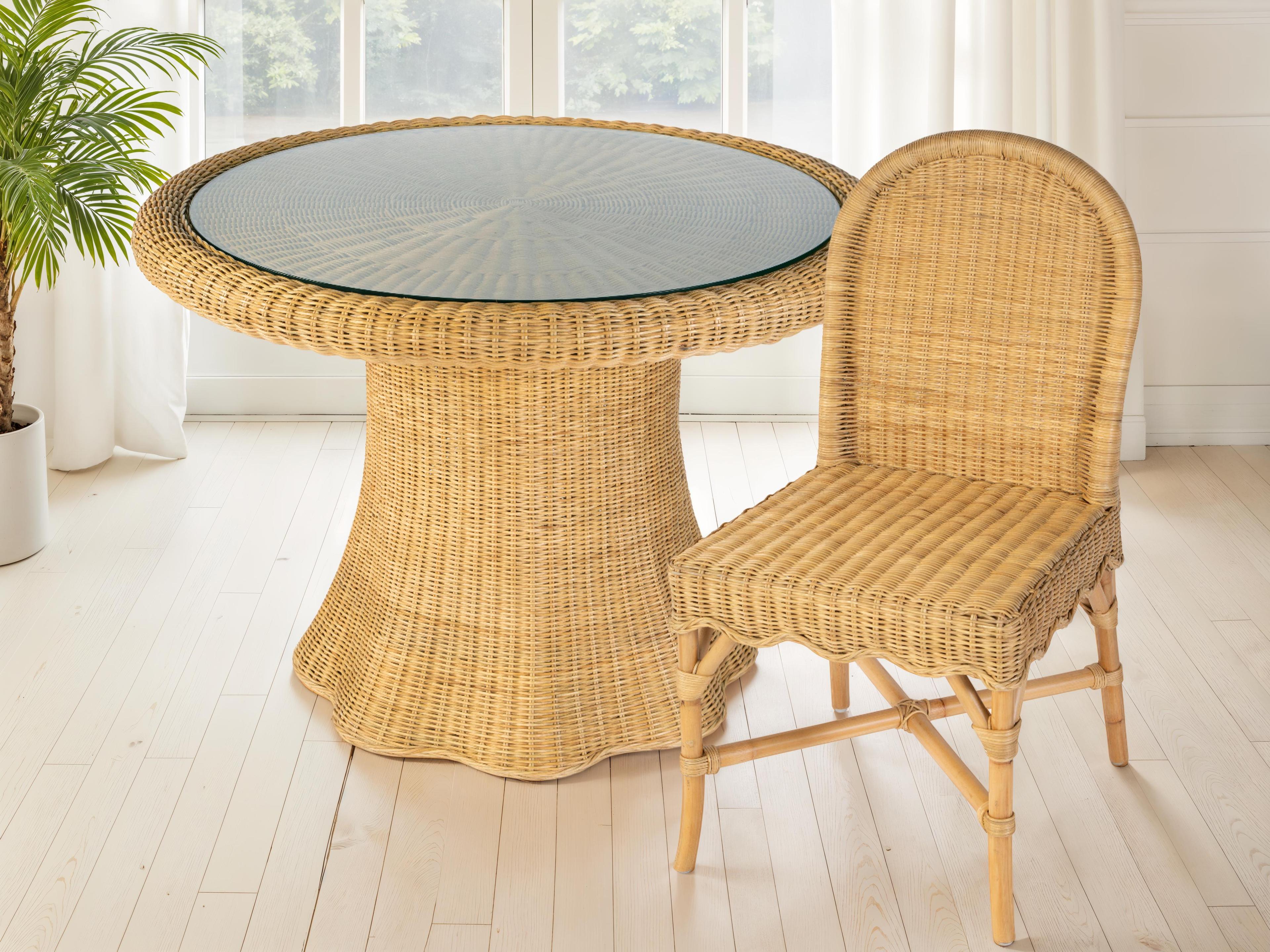 Butler Flora Round Glass Natural Dining Table