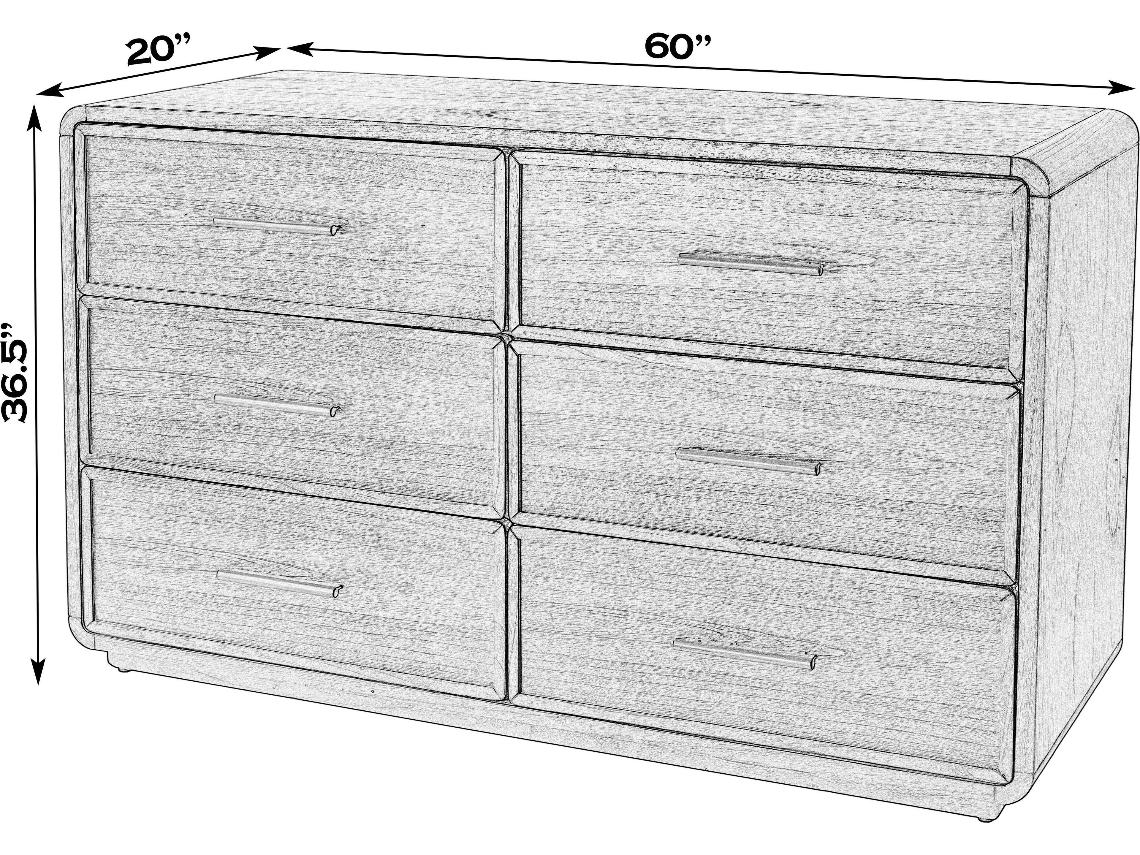 Butler Keenan 6-Drawers Brown Mindi Wood Double Dresser