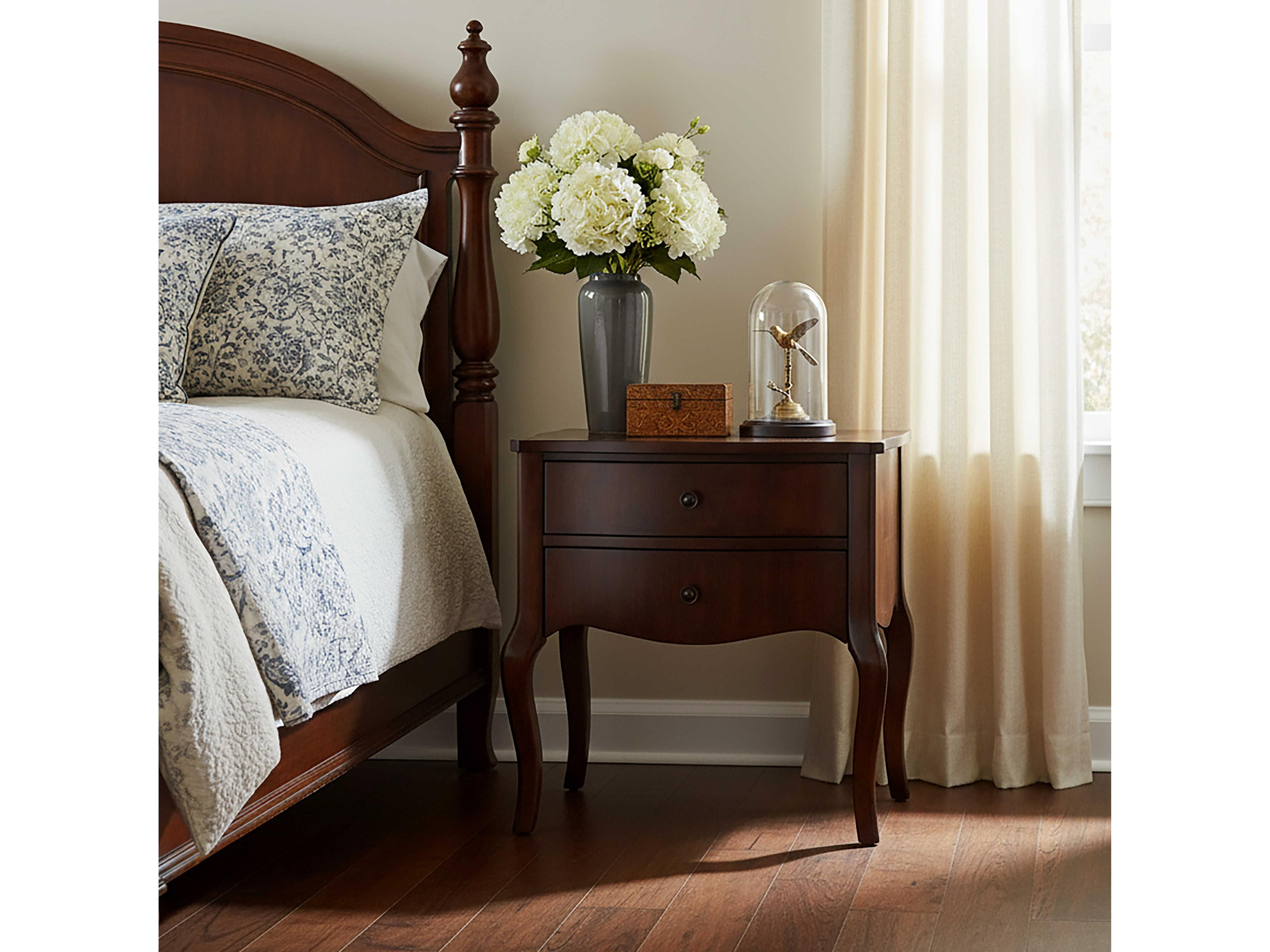 Butler Beasley 2-Drawers Brown Mahogany Wood Nightstand