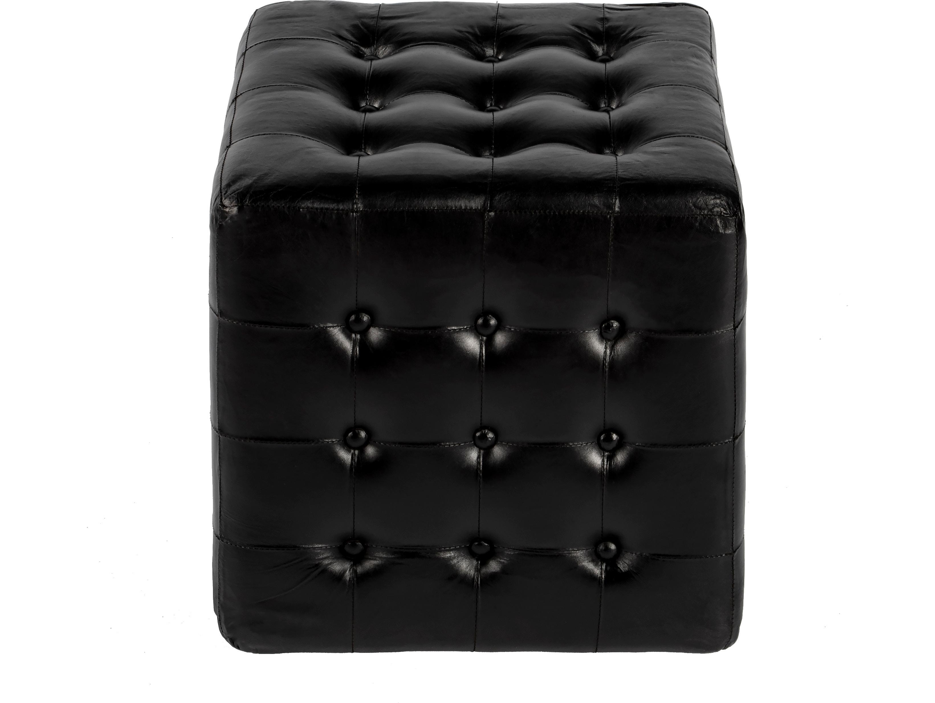 Butler Leon Black Leather Ottoman