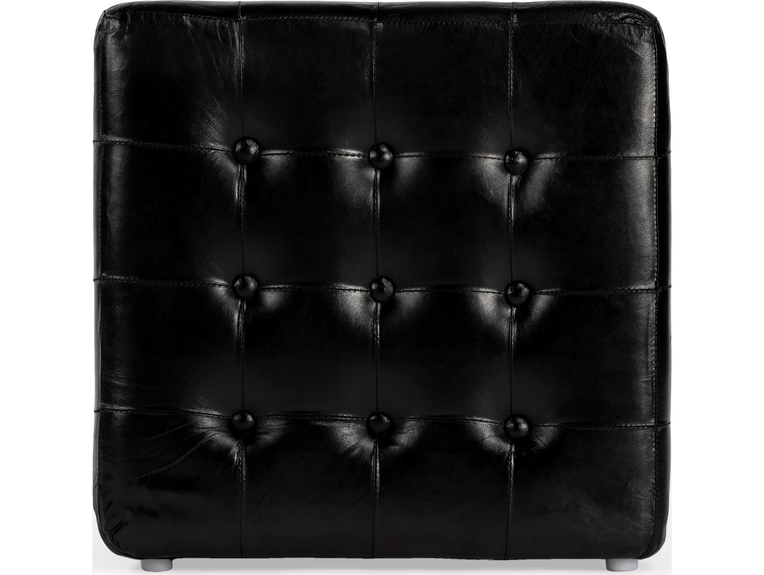 Butler Leon Black Leather Ottoman