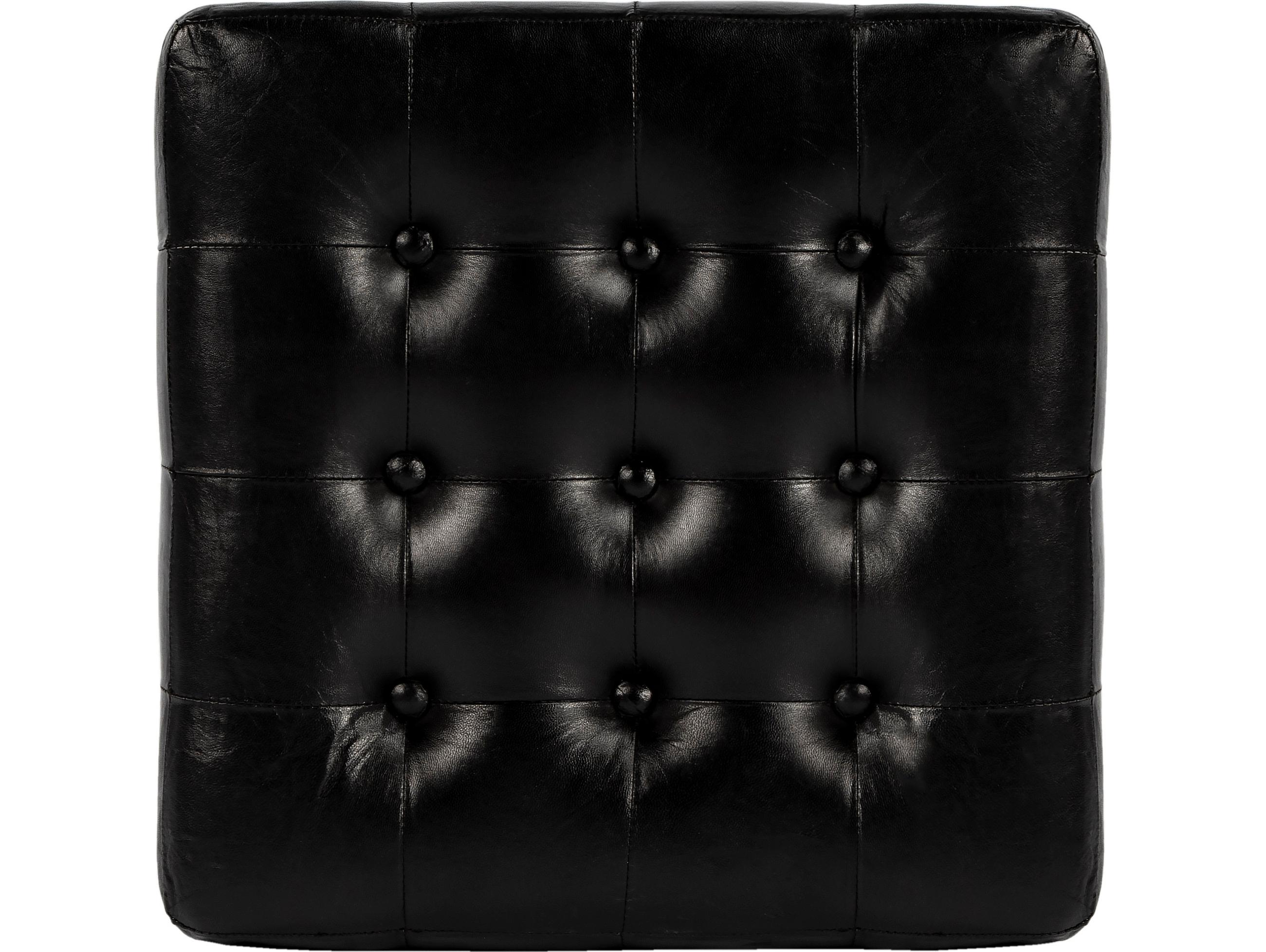 Butler Leon Black Leather Ottoman