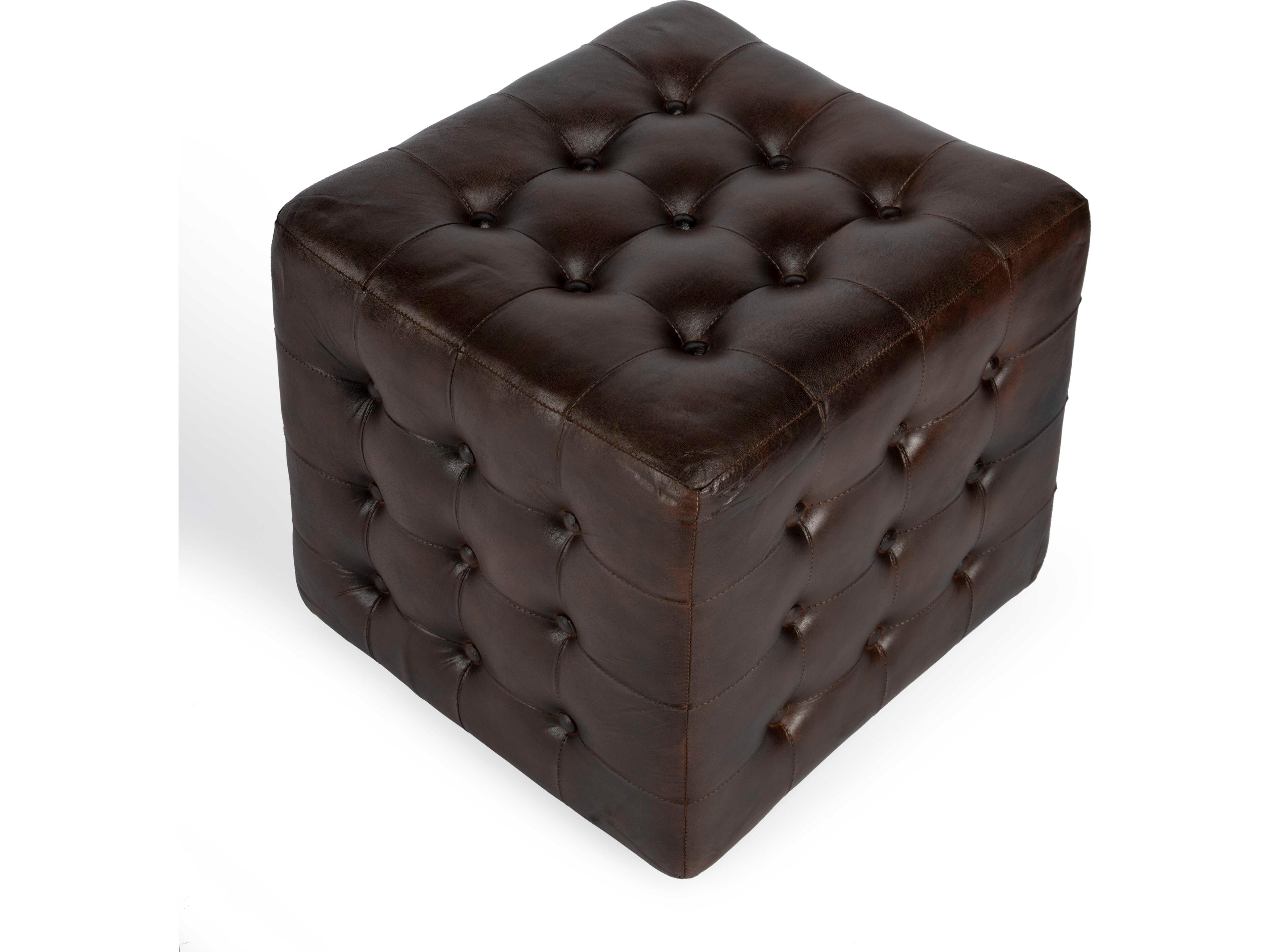 Butler Leon Dark Brown Leather Ottoman