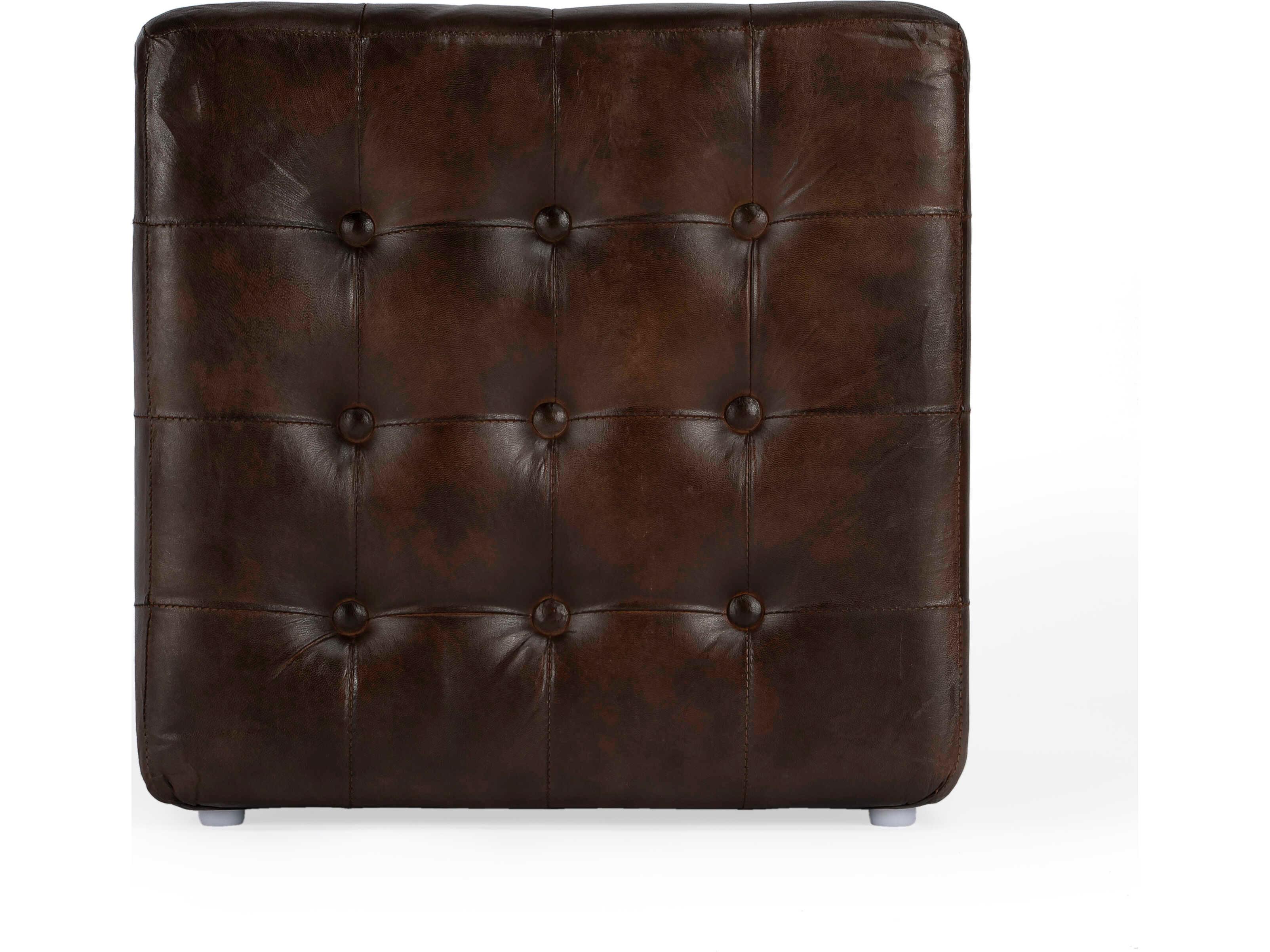 Butler Leon Dark Brown Leather Ottoman