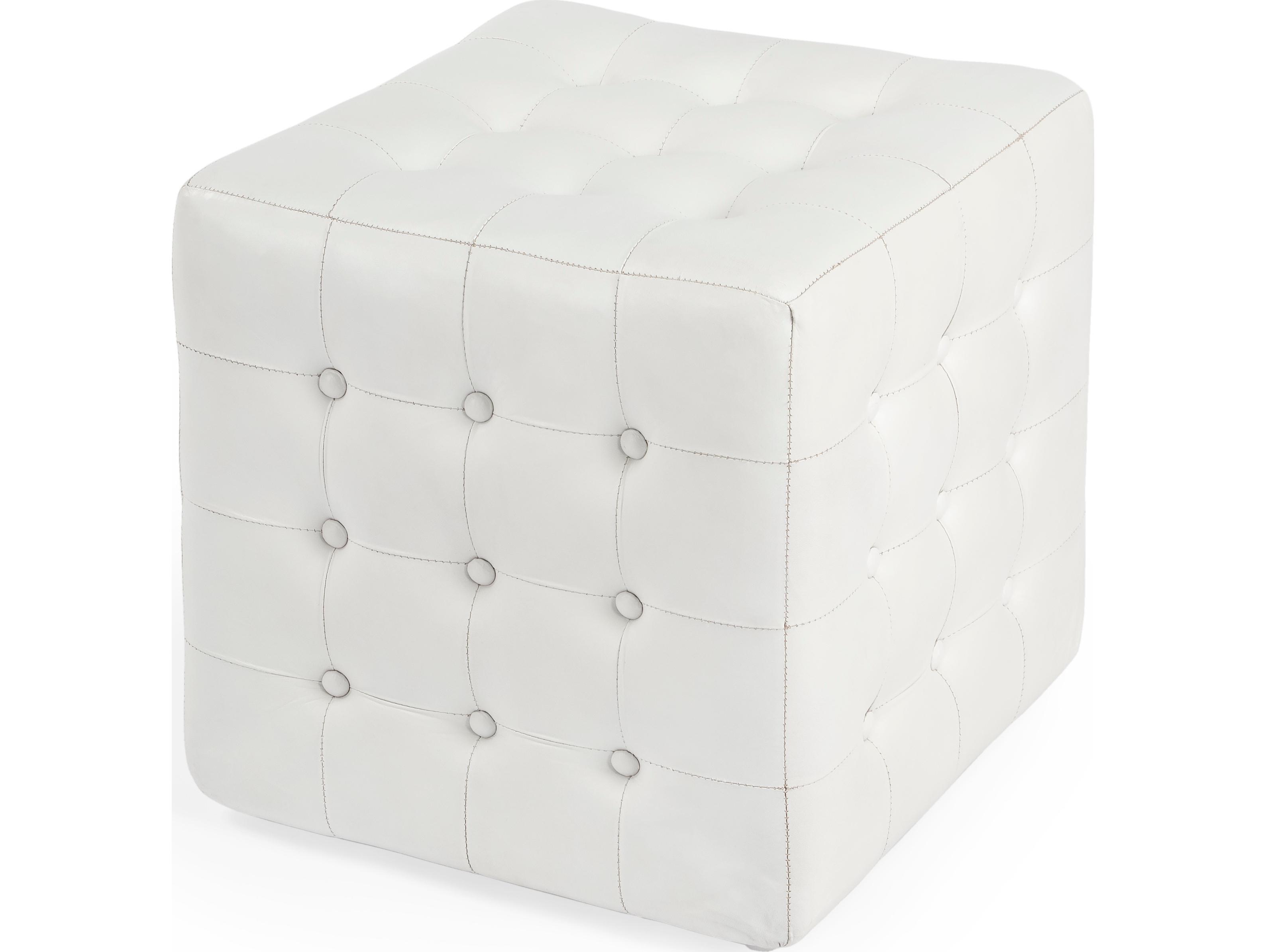 Butler Leon White Leather Ottoman