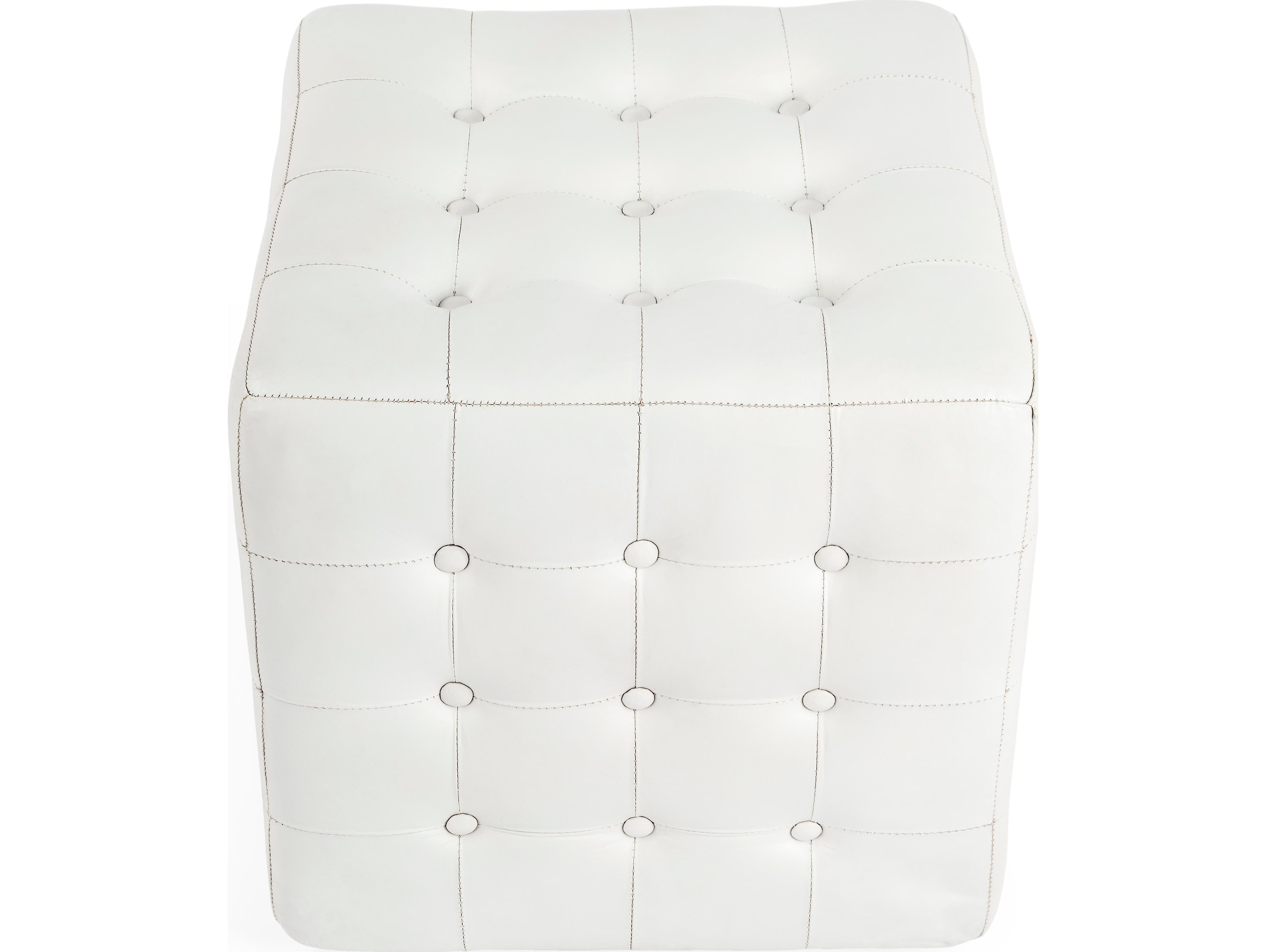 Butler Leon White Leather Ottoman