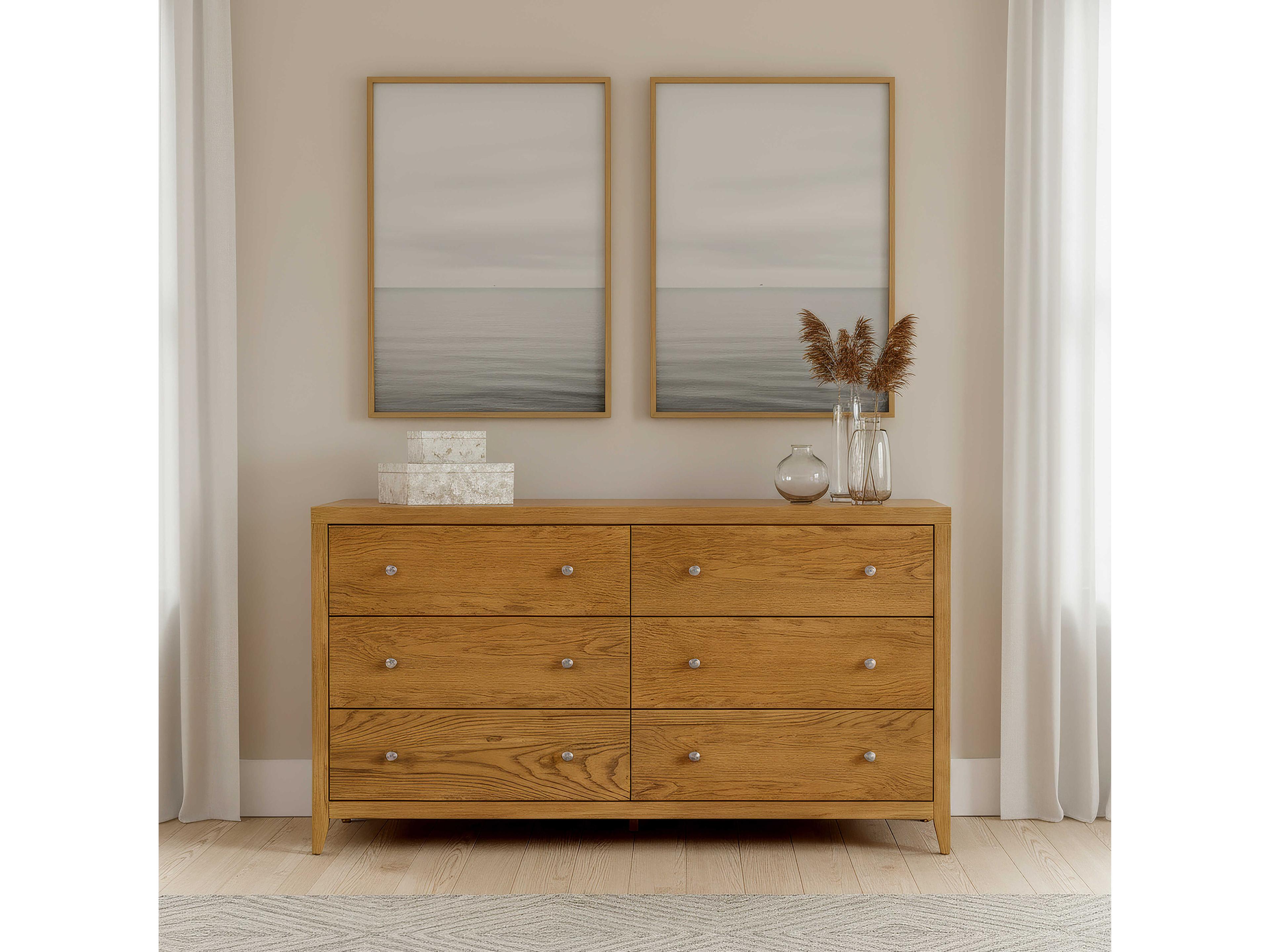 Butler Dana 6-Drawers Acacia Wood Double Dresser