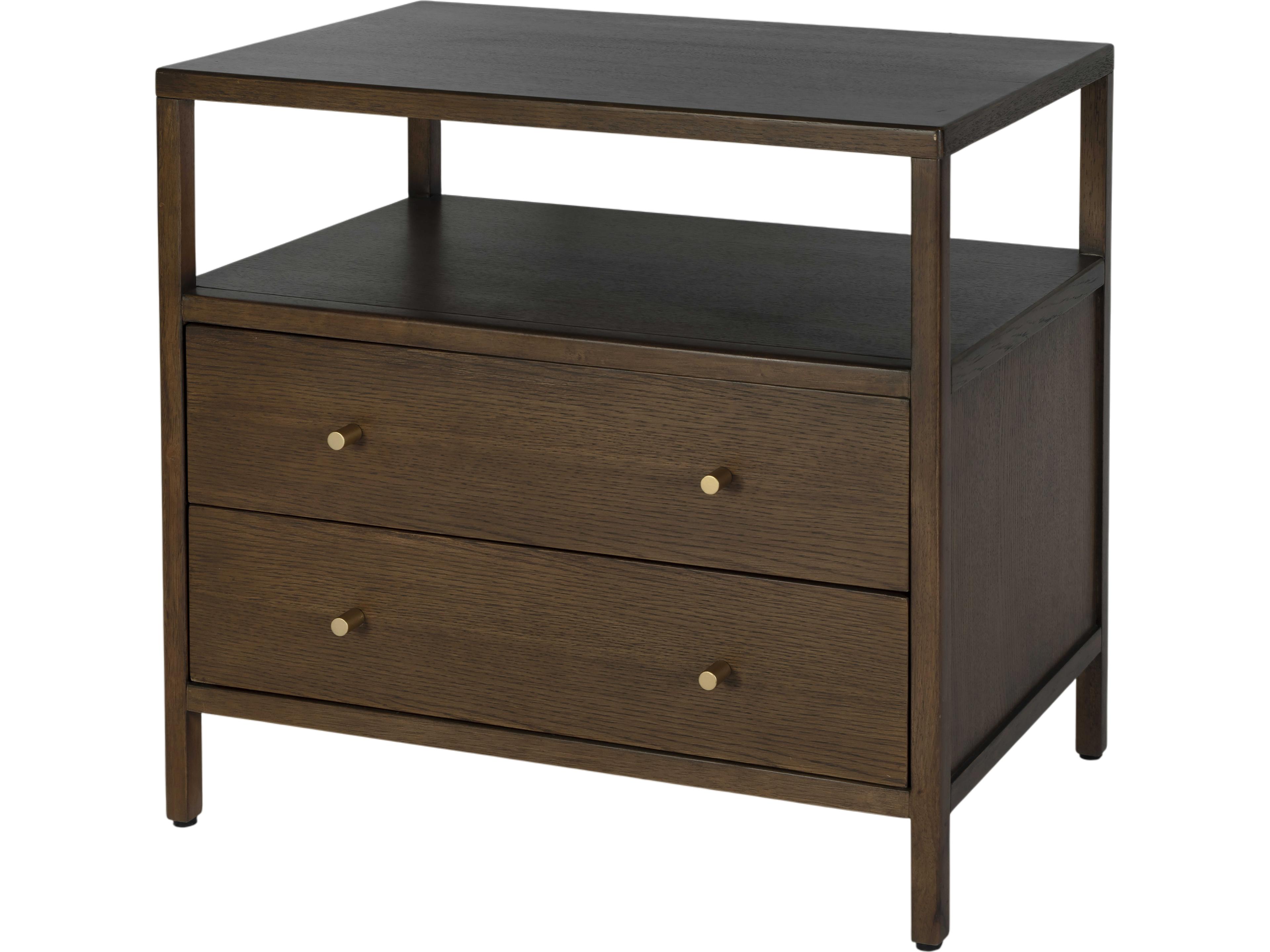 Butler Mendel 2-Drawers Brown Oak Wood Nightstand