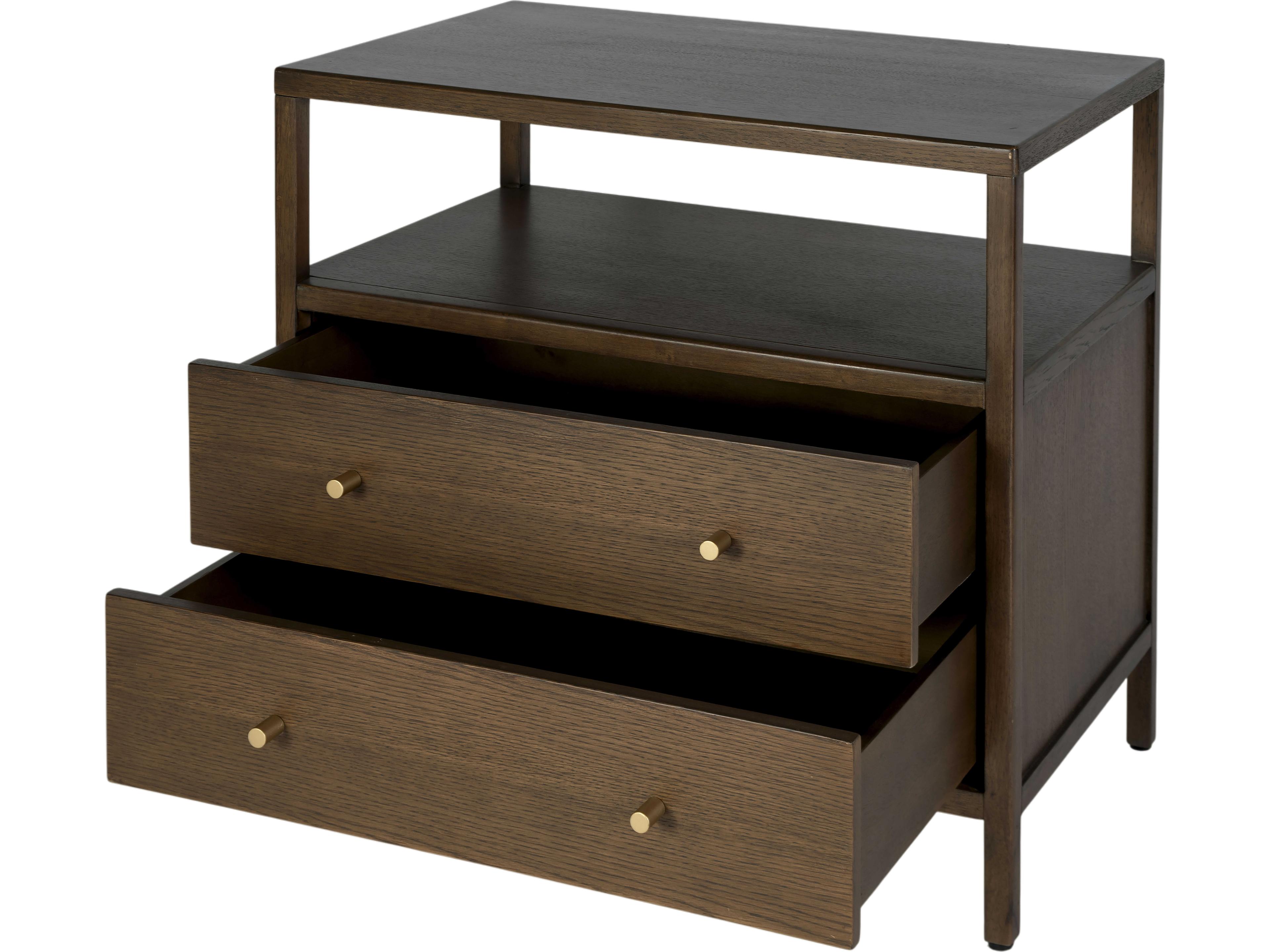 Butler Mendel 2-Drawers Brown Oak Wood Nightstand