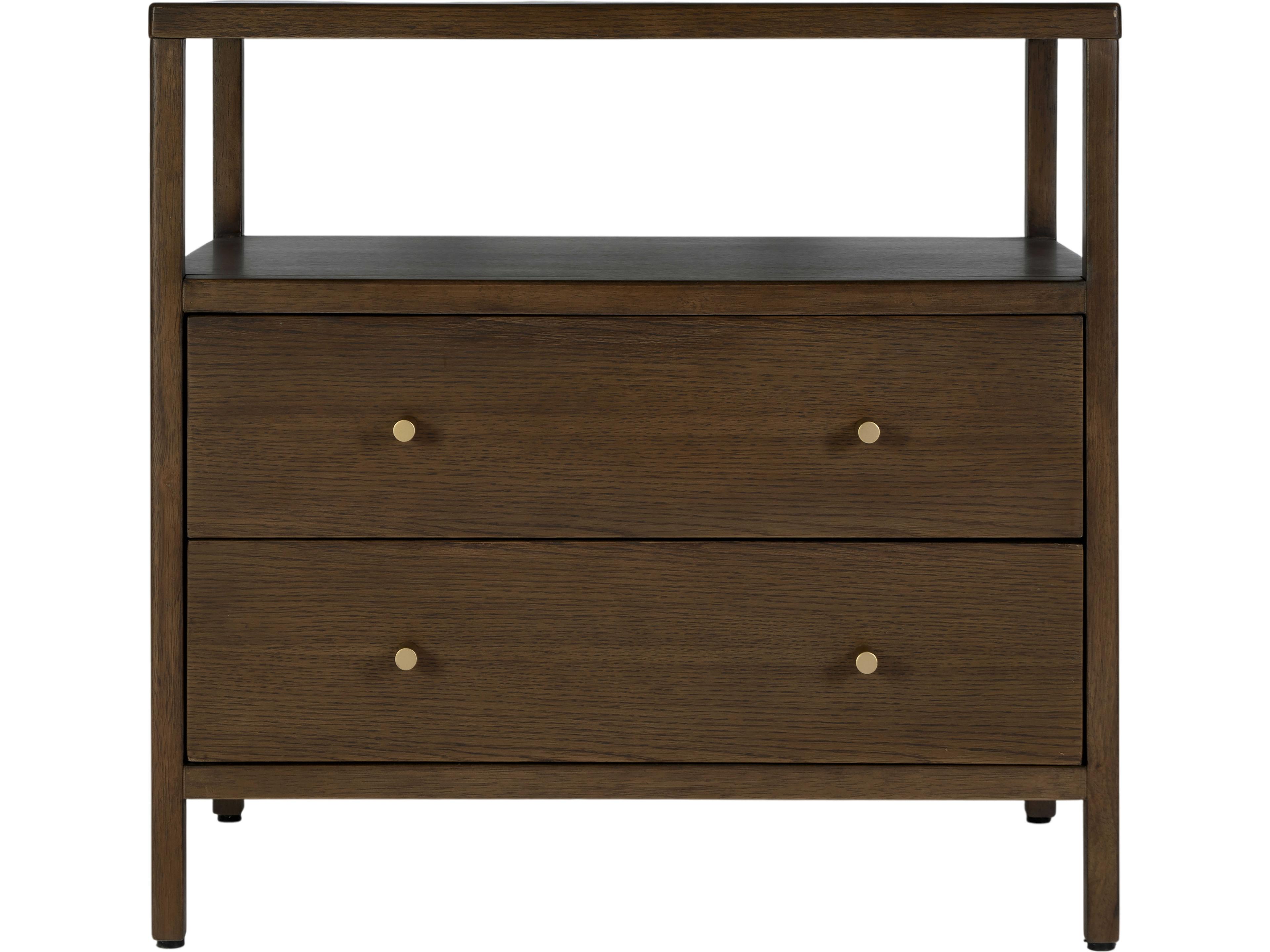 Butler Mendel 2-Drawers Brown Oak Wood Nightstand