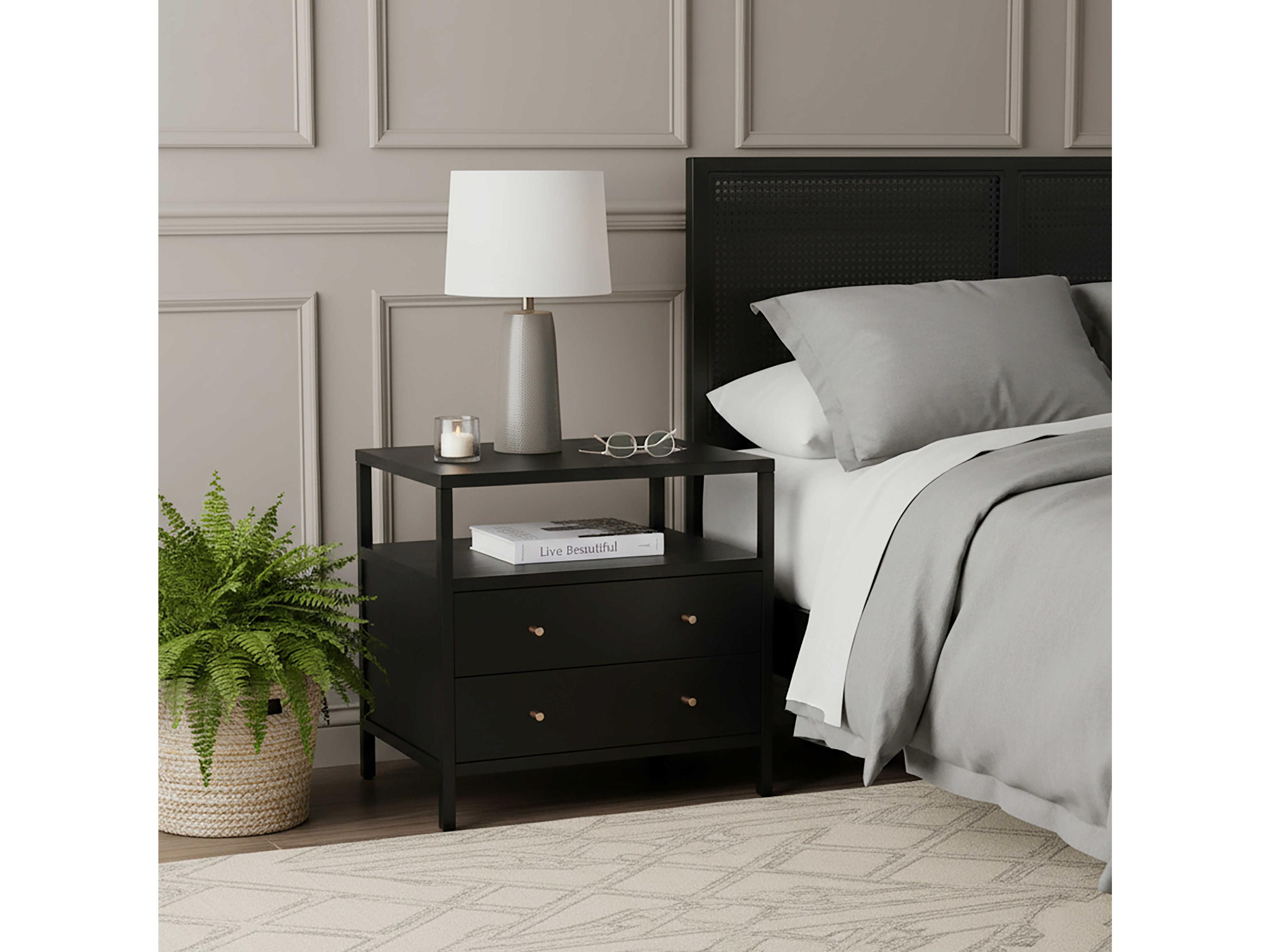 Butler Mendel 2-Drawers Oak Wood Nightstand