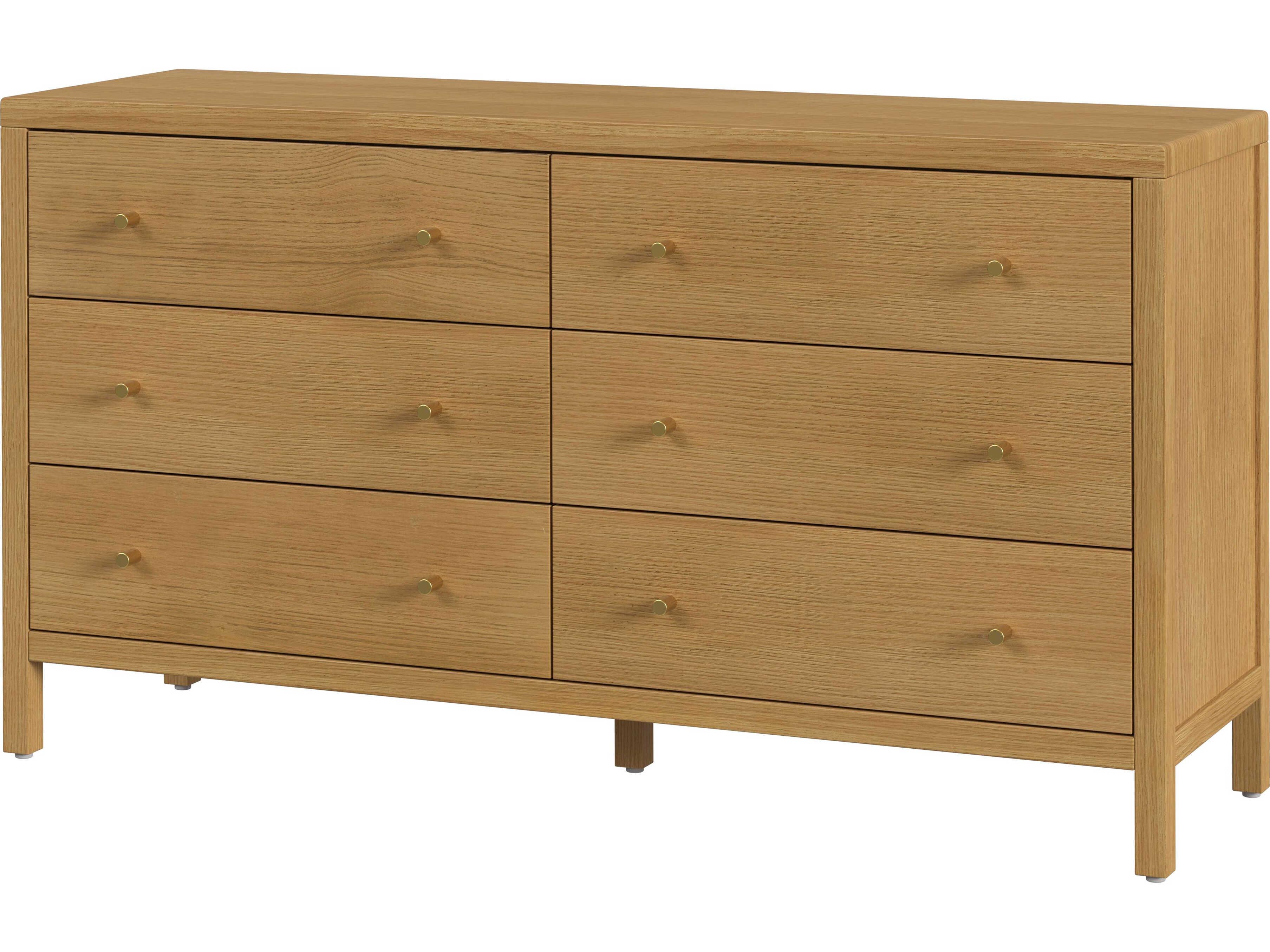 Butler Mendel 6-Drawers Oak Wood Double Dresser
