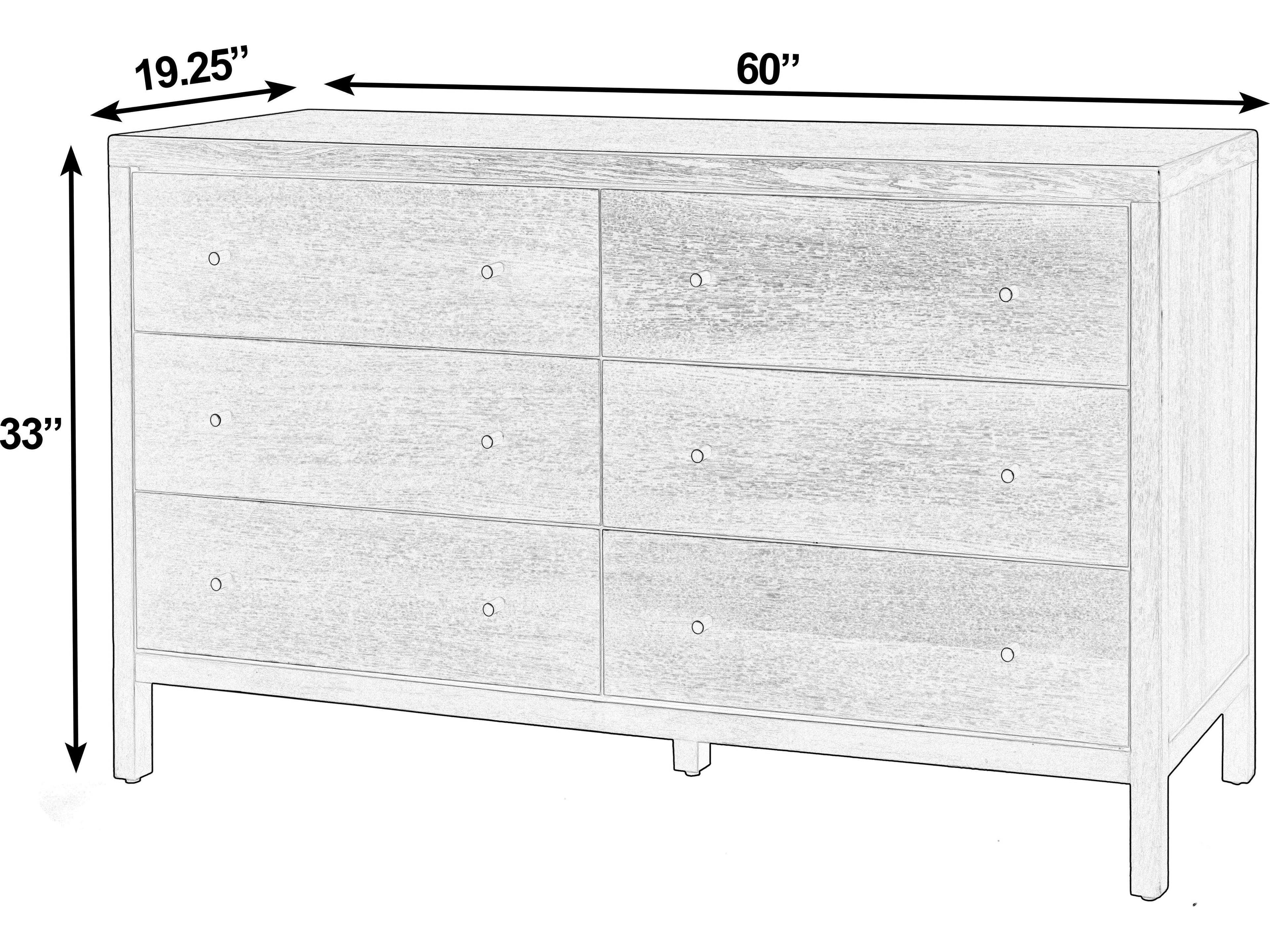 Butler Mendel 6-Drawers Oak Wood Double Dresser