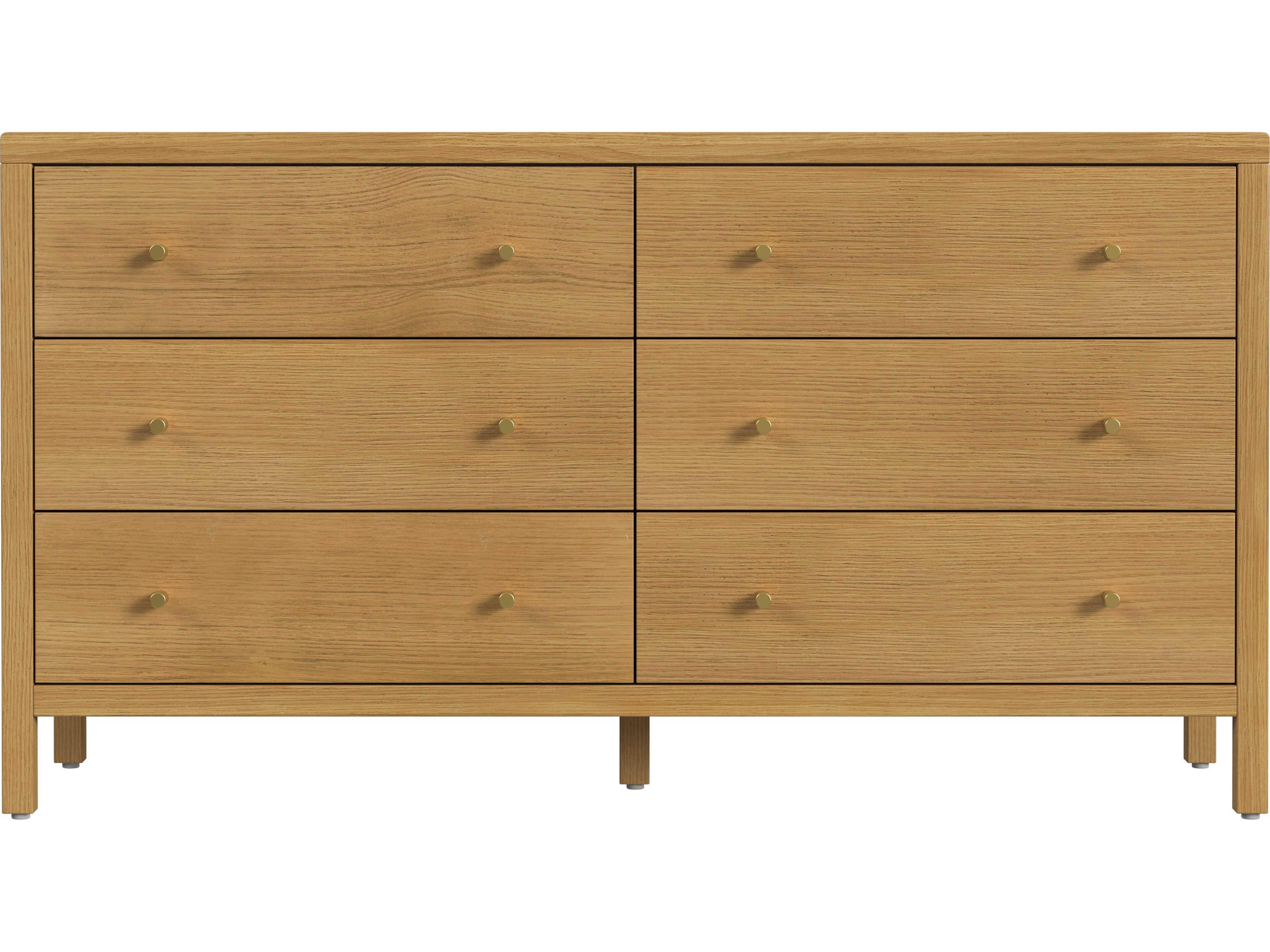 Butler Mendel 6-Drawers Oak Wood Double Dresser