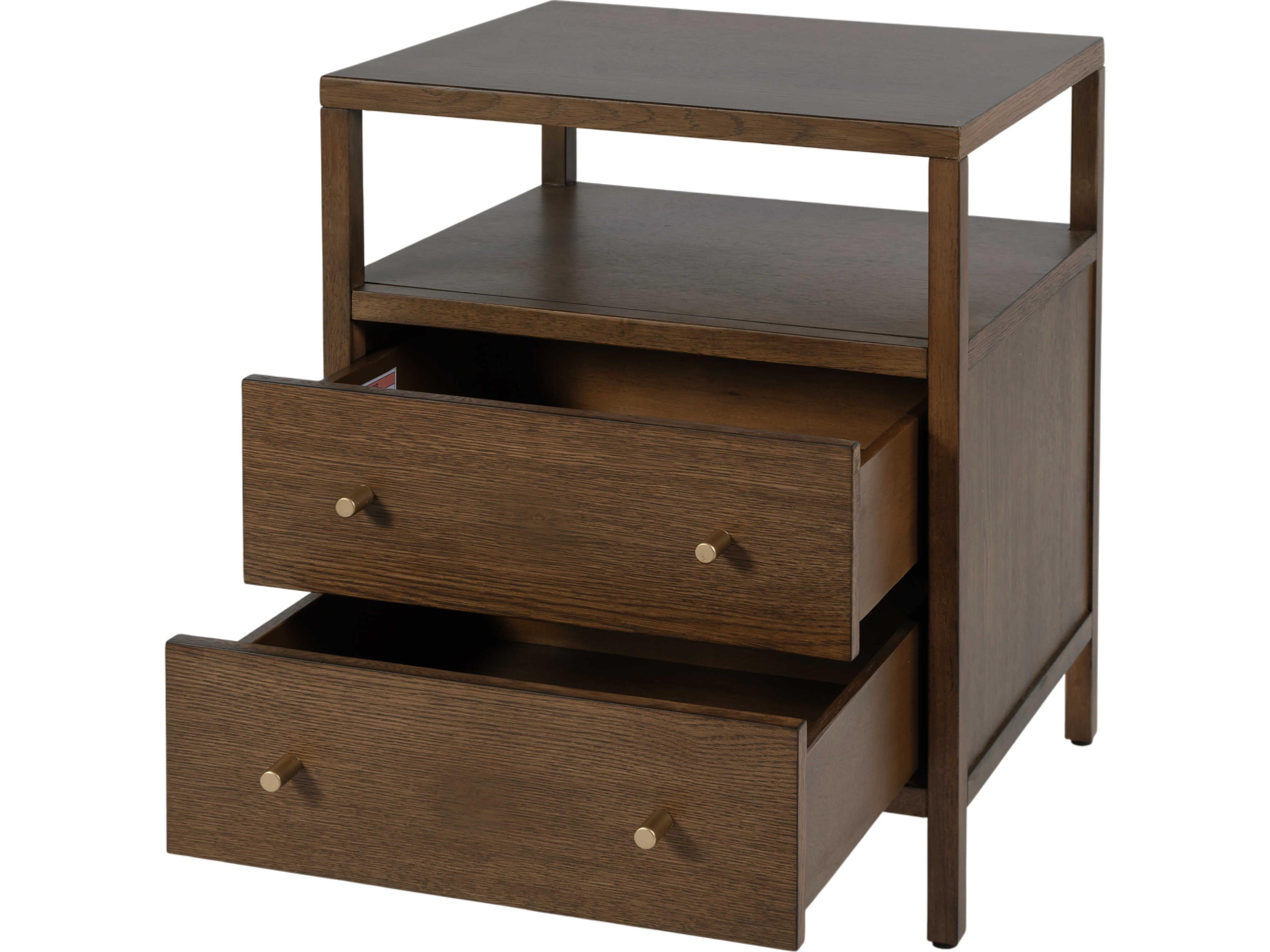 Butler Mendel 2-Drawers Walnut Wood Nightstand