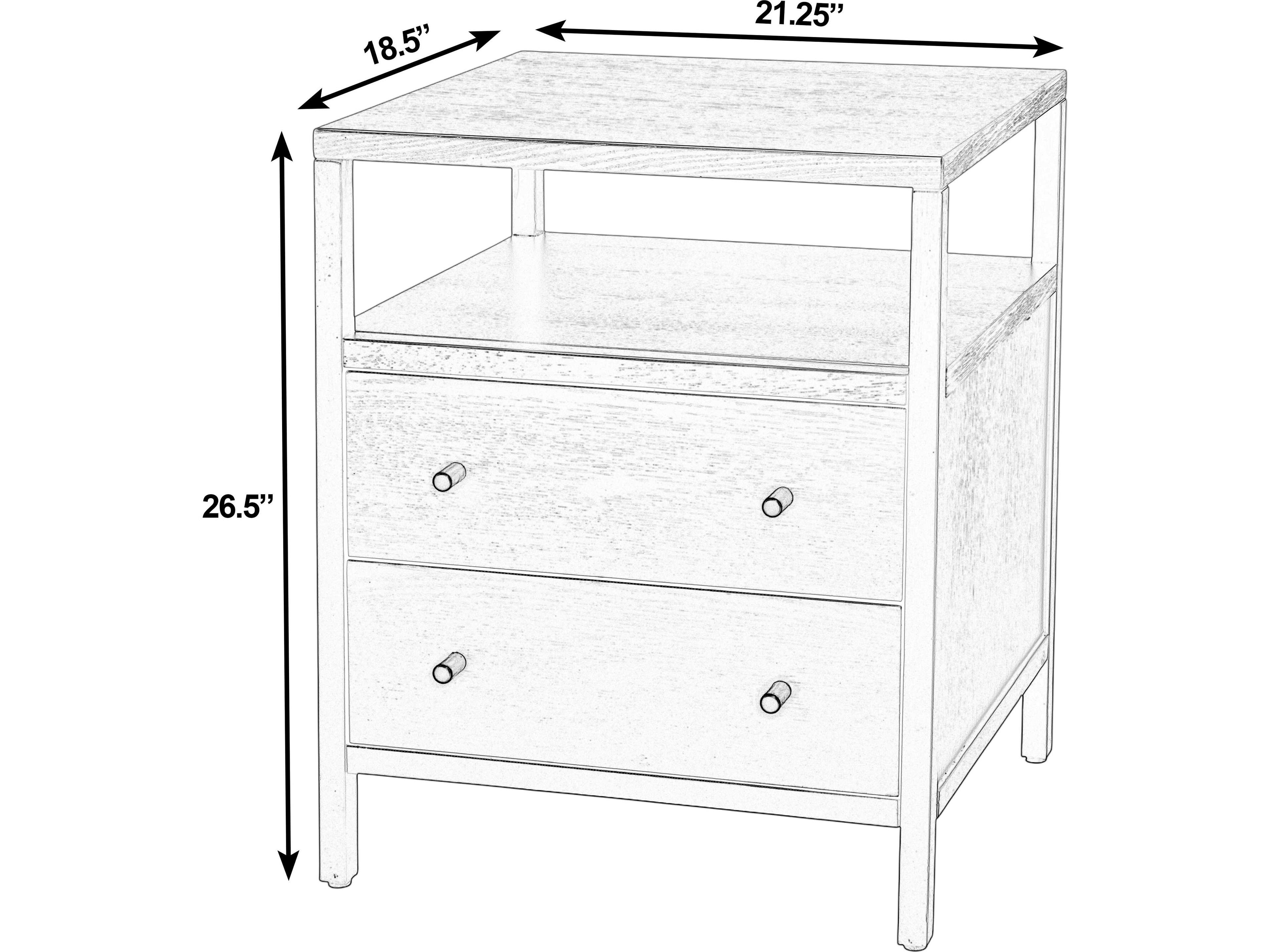 Butler Mendel 2-Drawers Oak Wood Nightstand