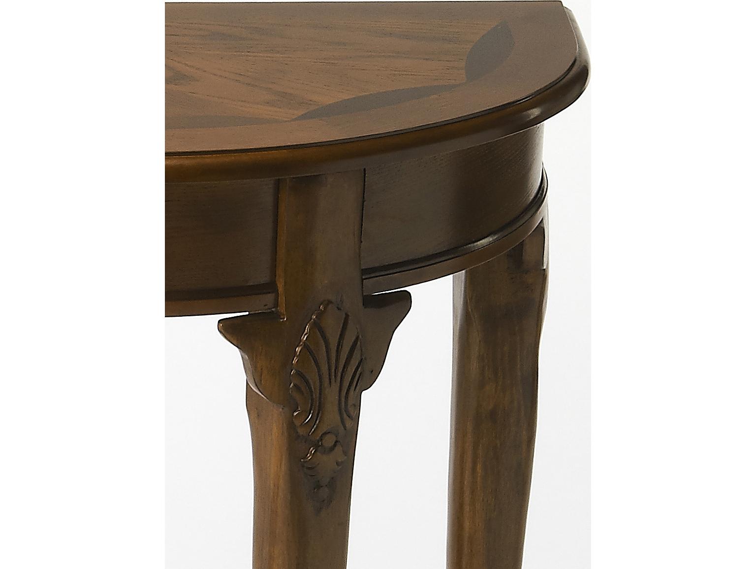 Butler Kimball Demilune Wood Vintage Oak Console Table