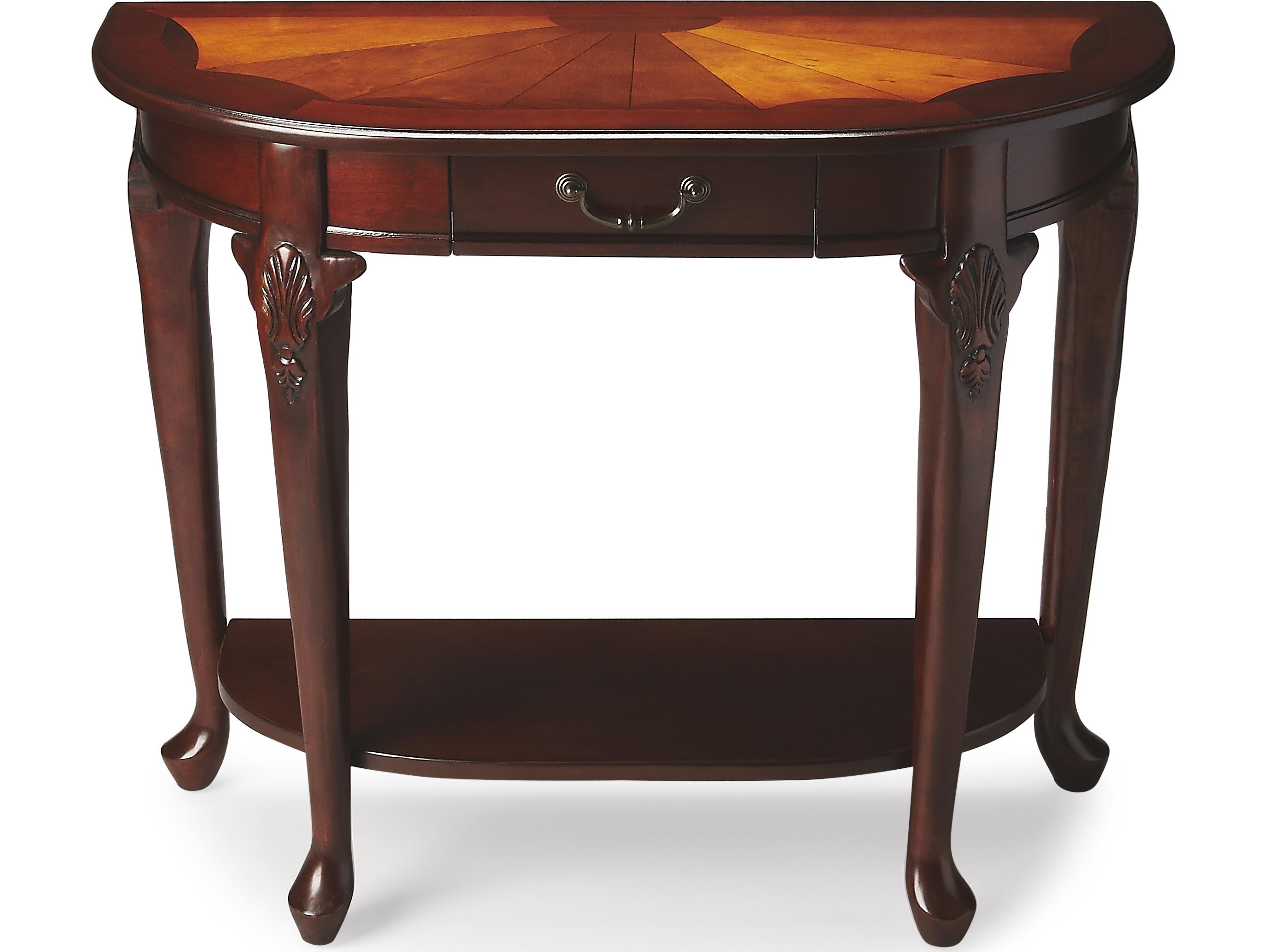 Butler Kimball Demilune Wood Cherry Console Table