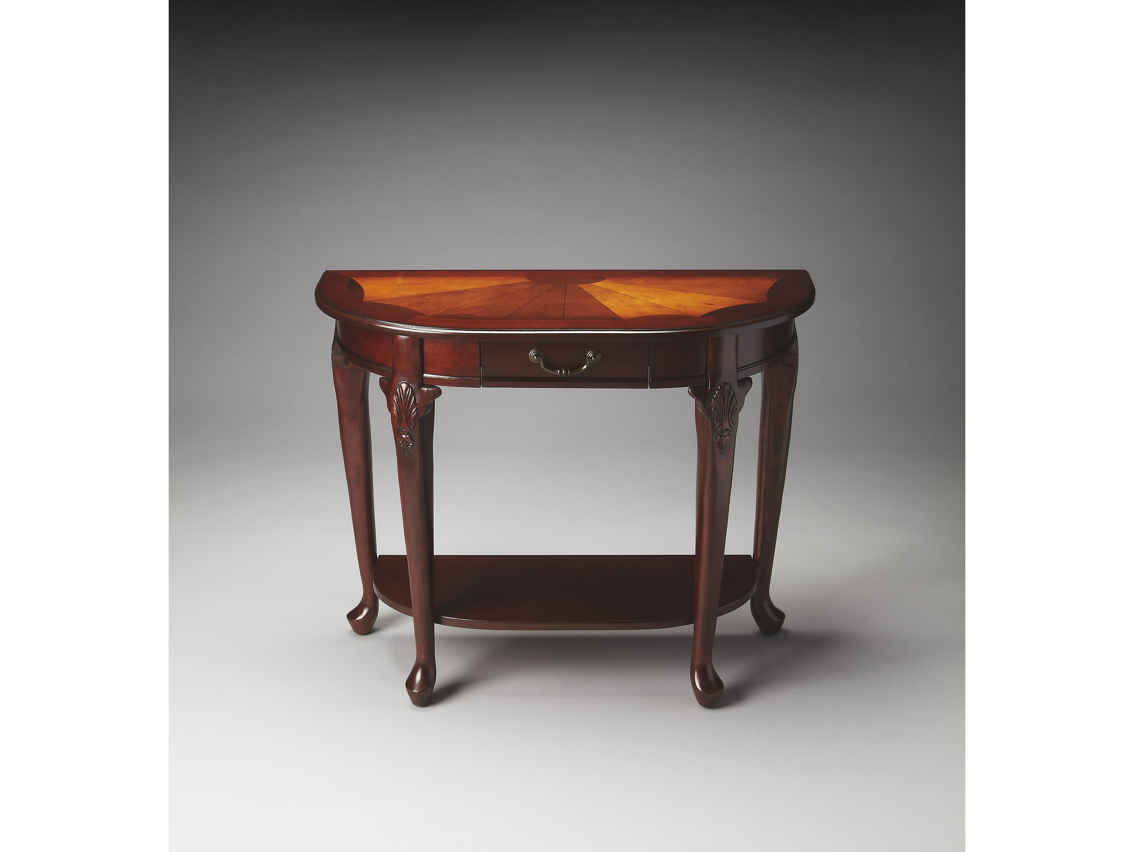 Butler Kimball Demilune Wood Cherry Console Table