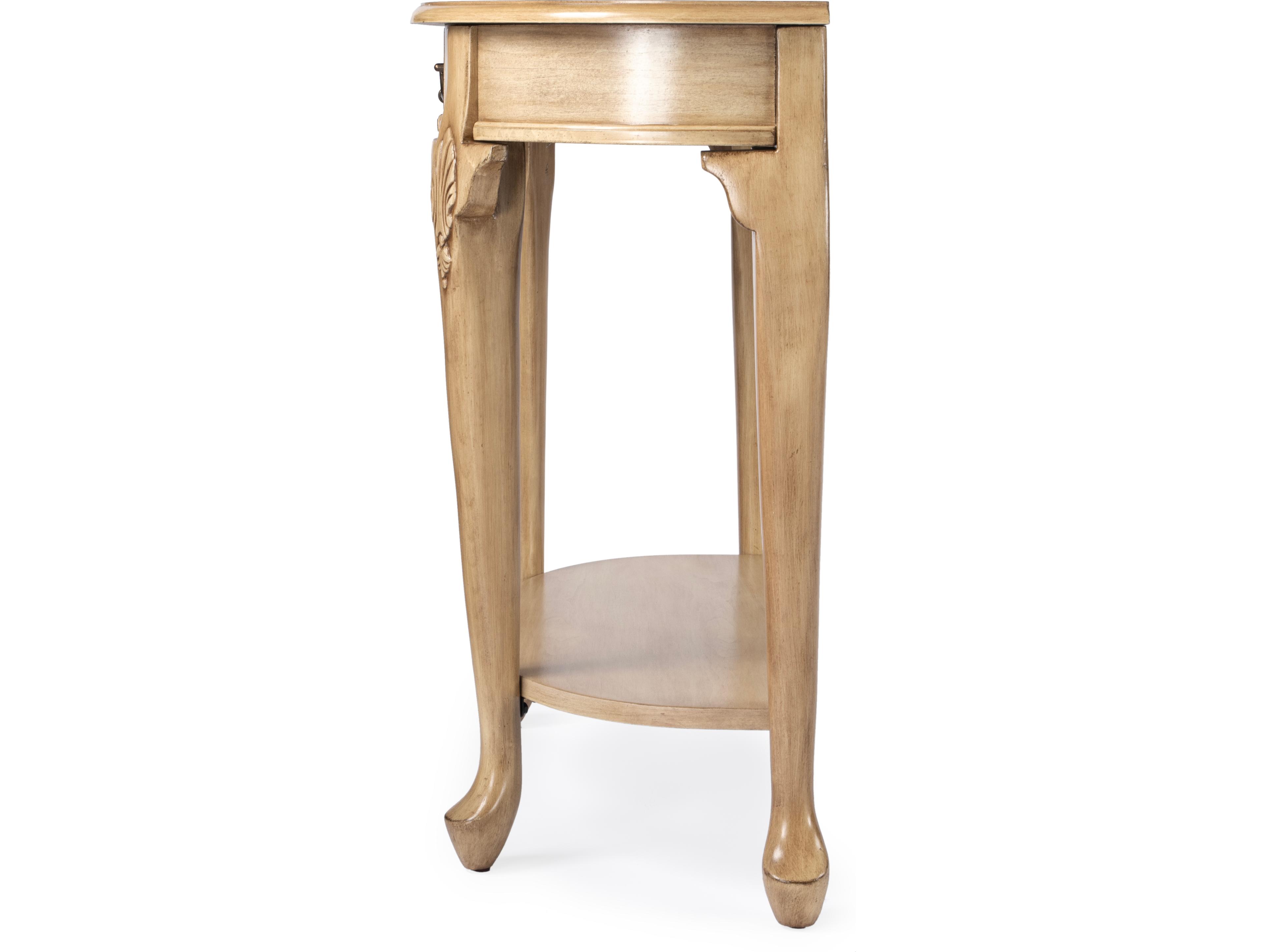 Butler Kimball Demilune Wood Antique Beige Console Table