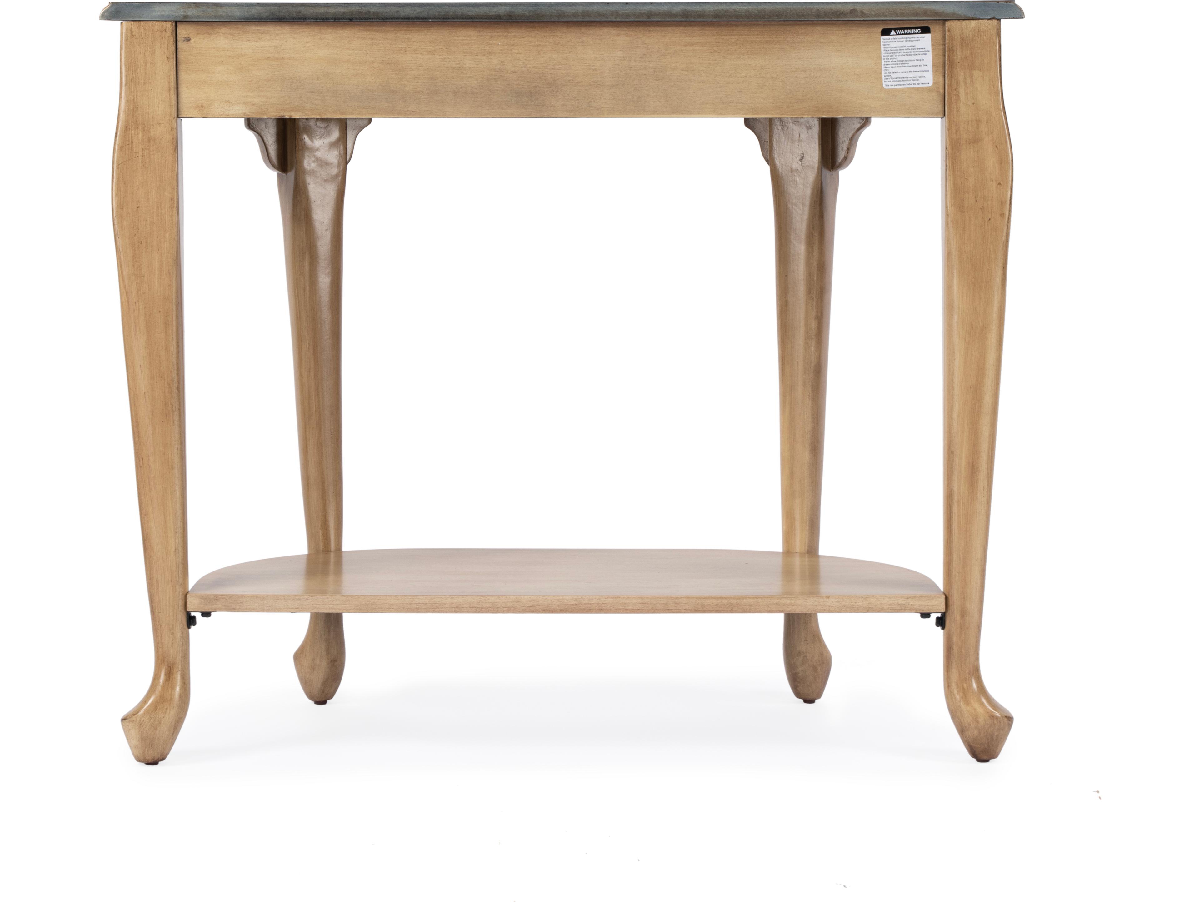 Butler Kimball Demilune Wood Antique Beige Console Table