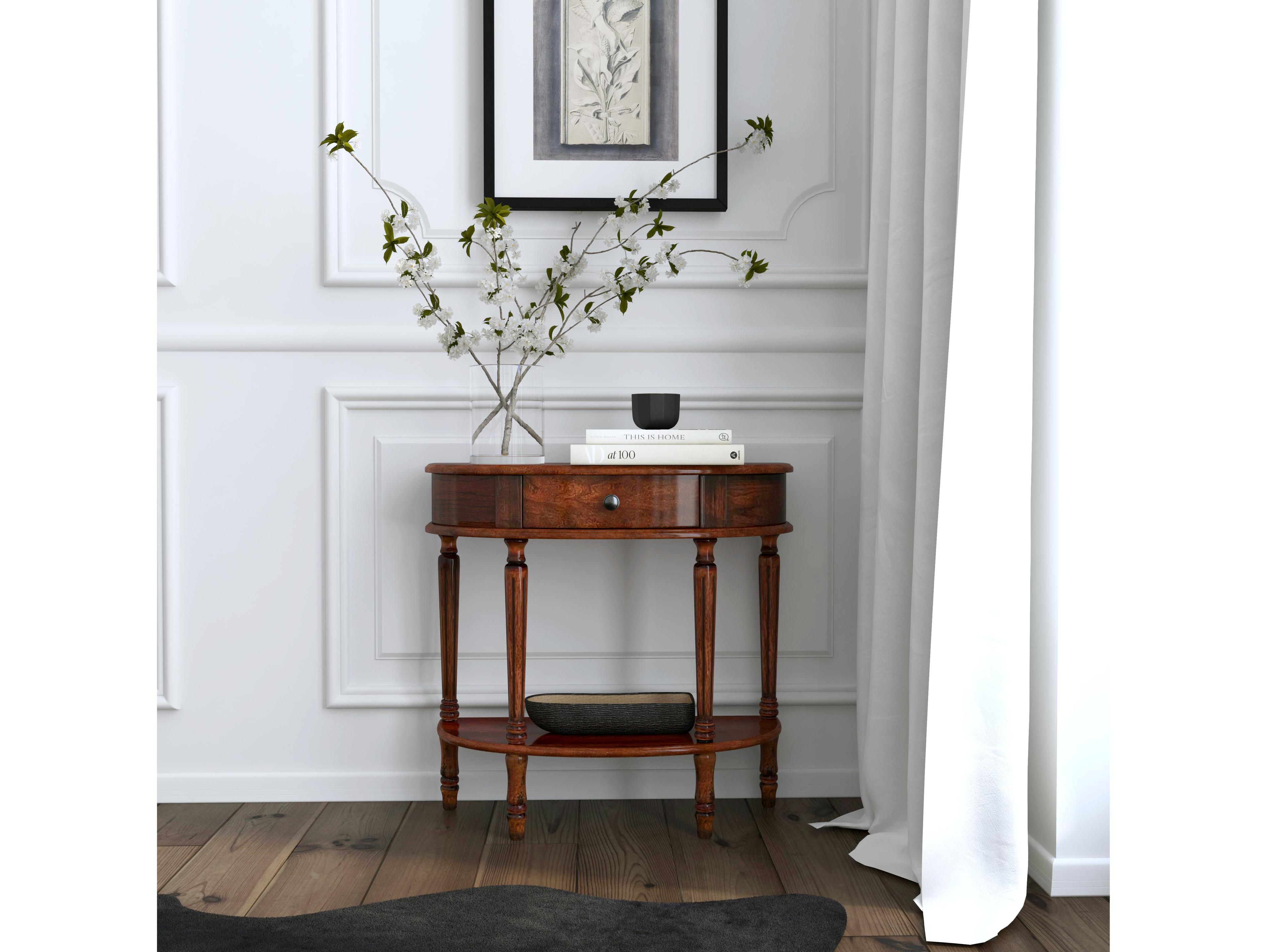 Butler Mozart Demilune Wood Cherry Console Table