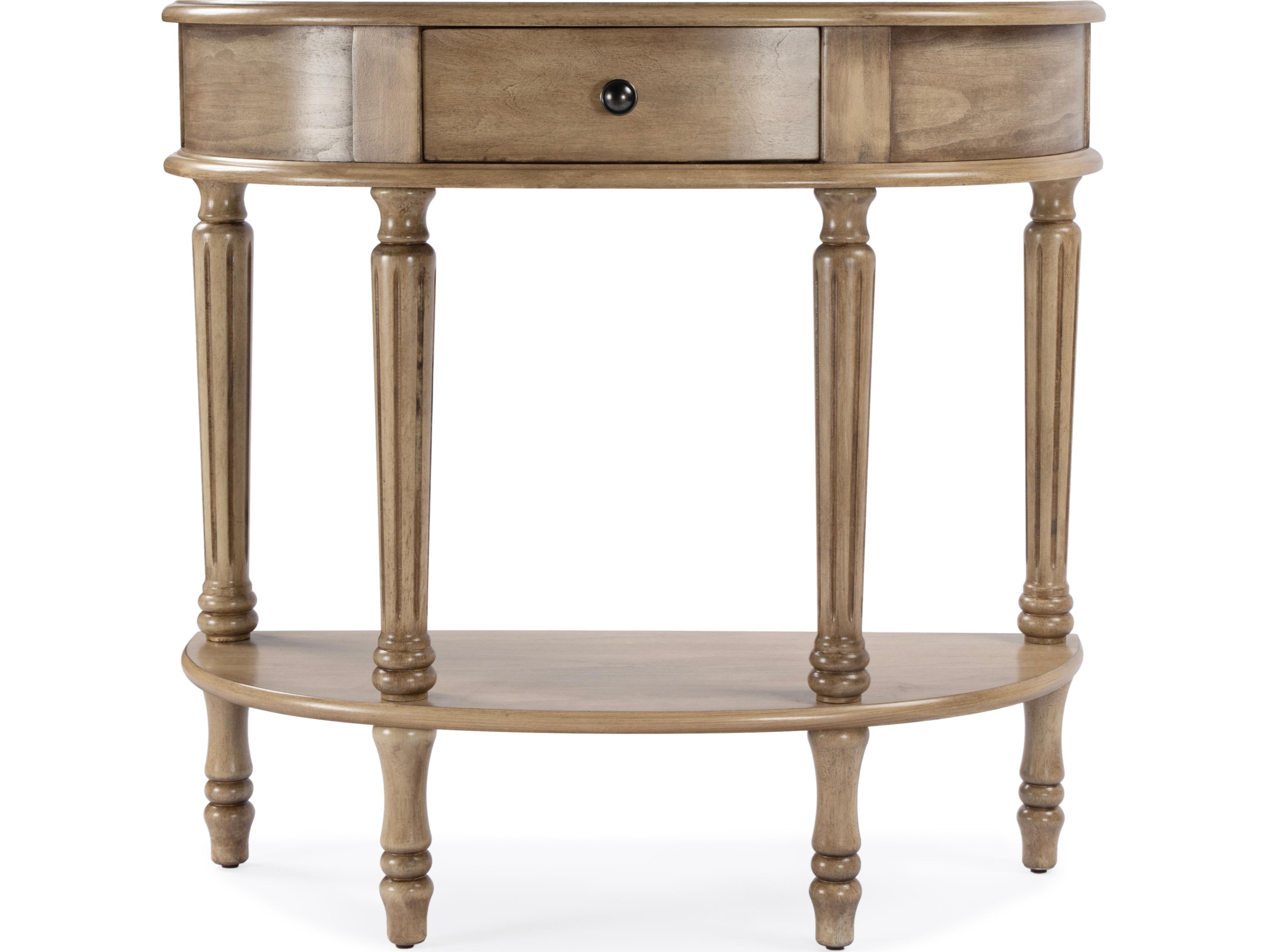 Butler Mozart Demilune Wood Antique Beige Console Table
