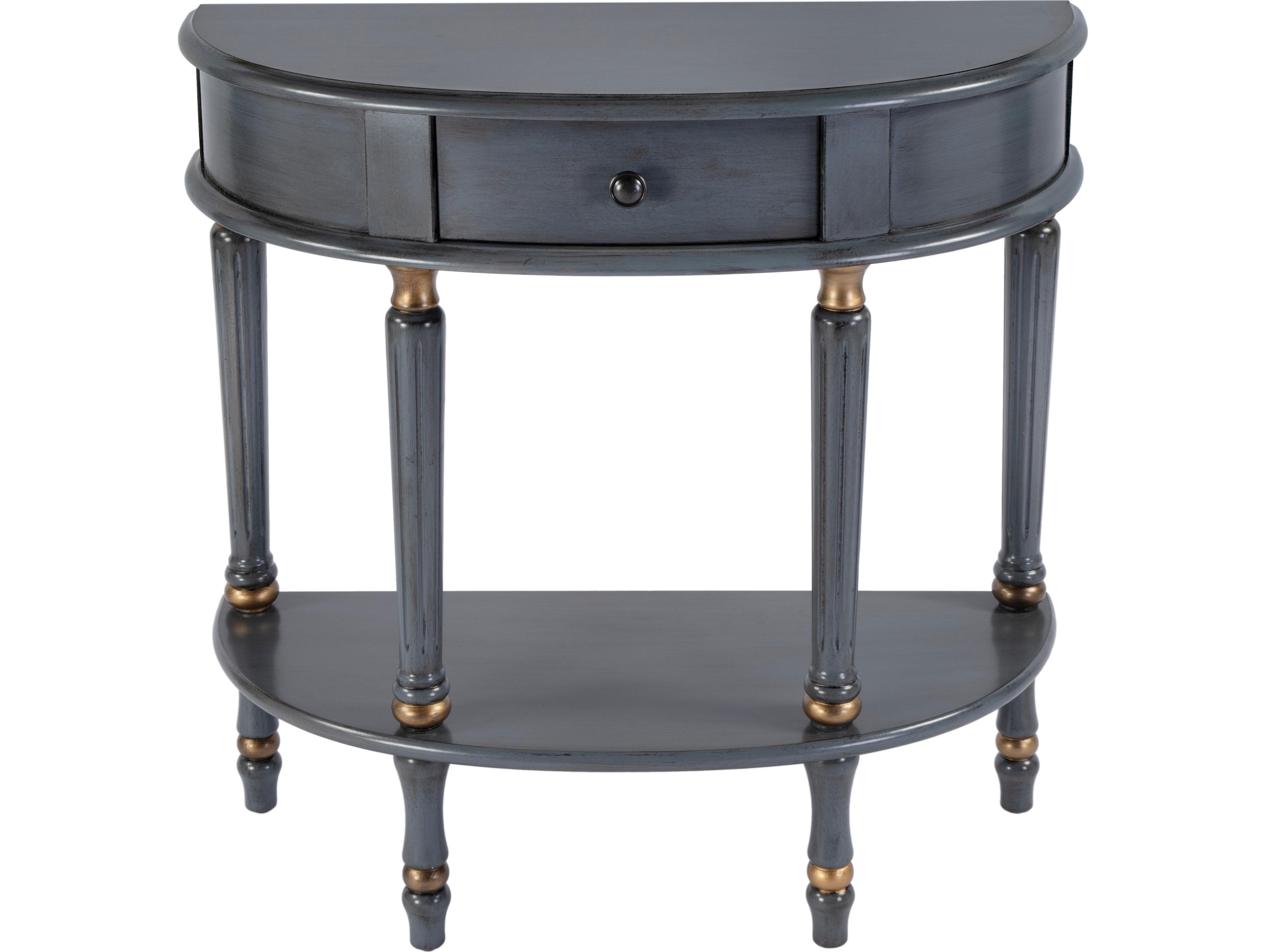 Butler Mozart Demilune Wood Royal Pastel Blue Console Table
