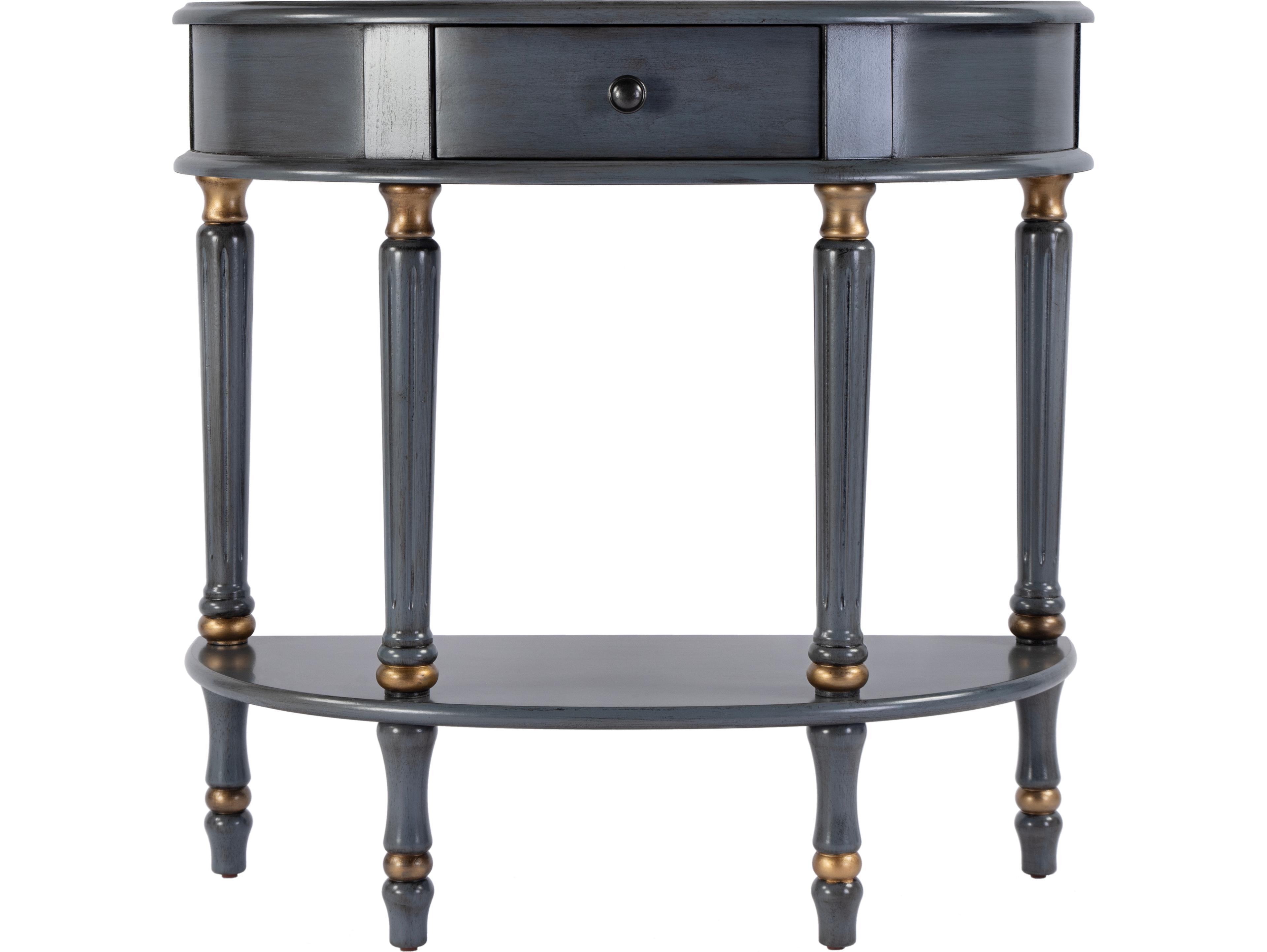 Butler Mozart Demilune Wood Royal Pastel Blue Console Table