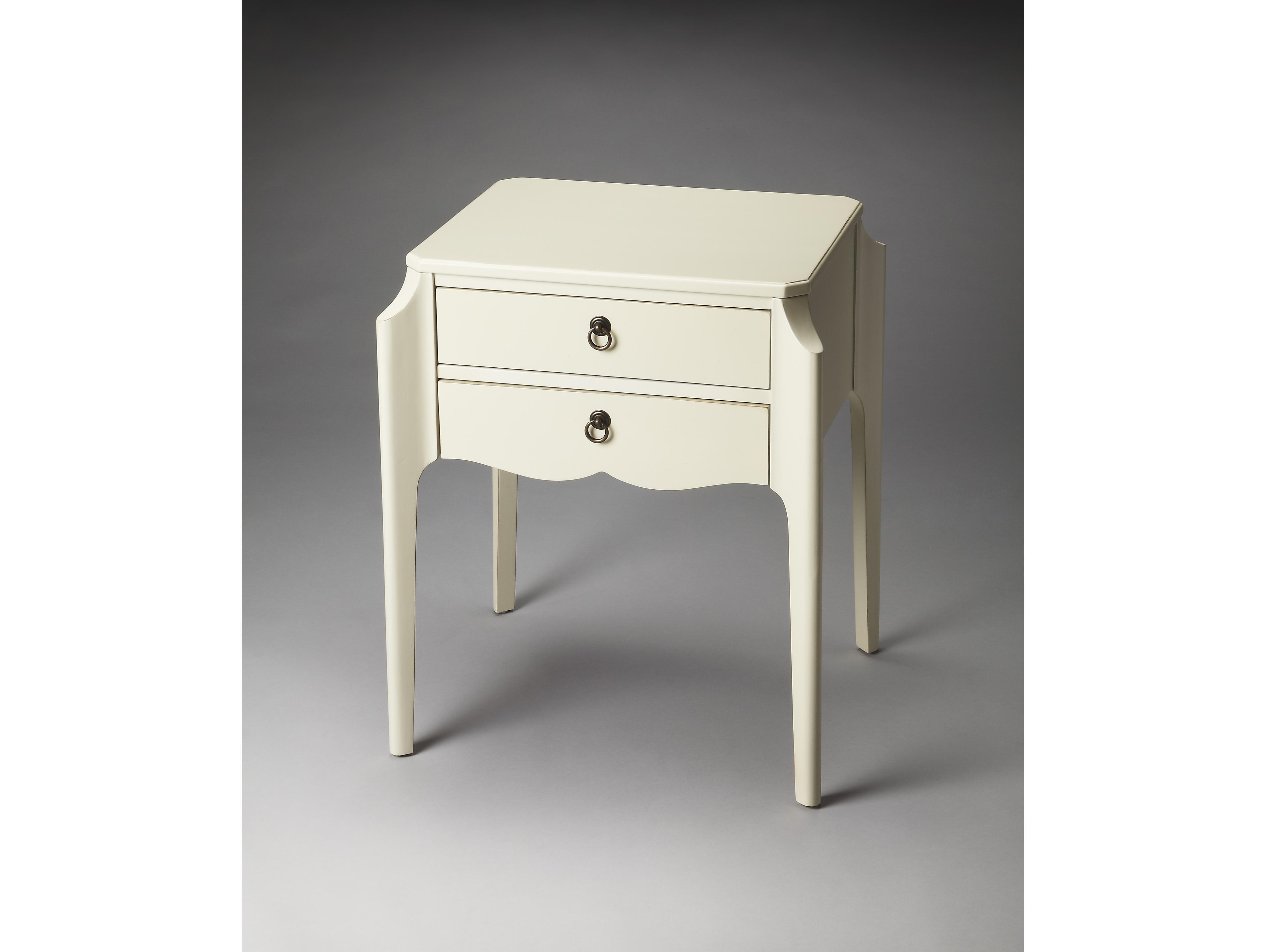 Butler Wilshire Rectangular Wood Smooth White End Table