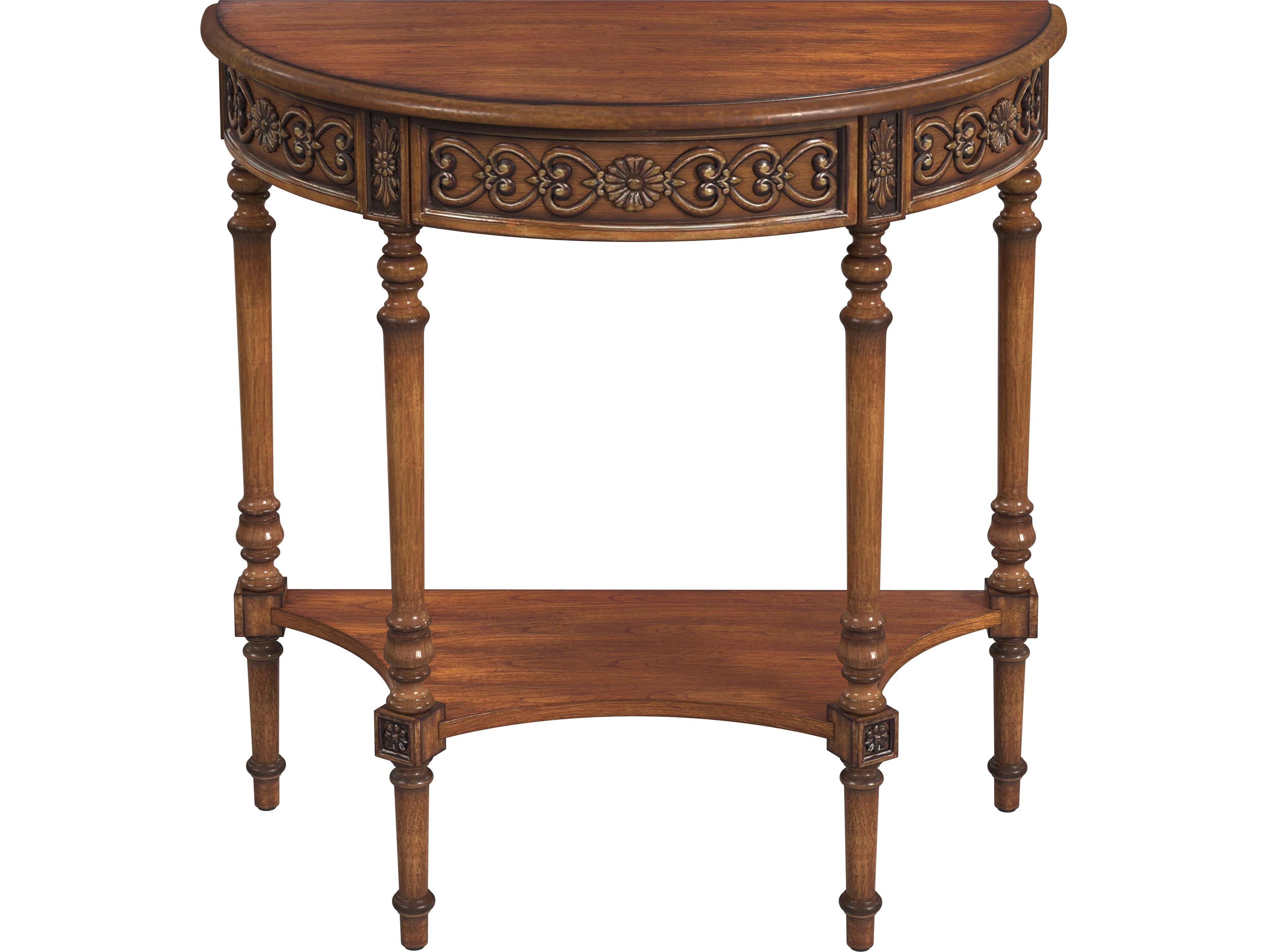 Butler Danelle Demilune Wood Antique Cherry Console Table
