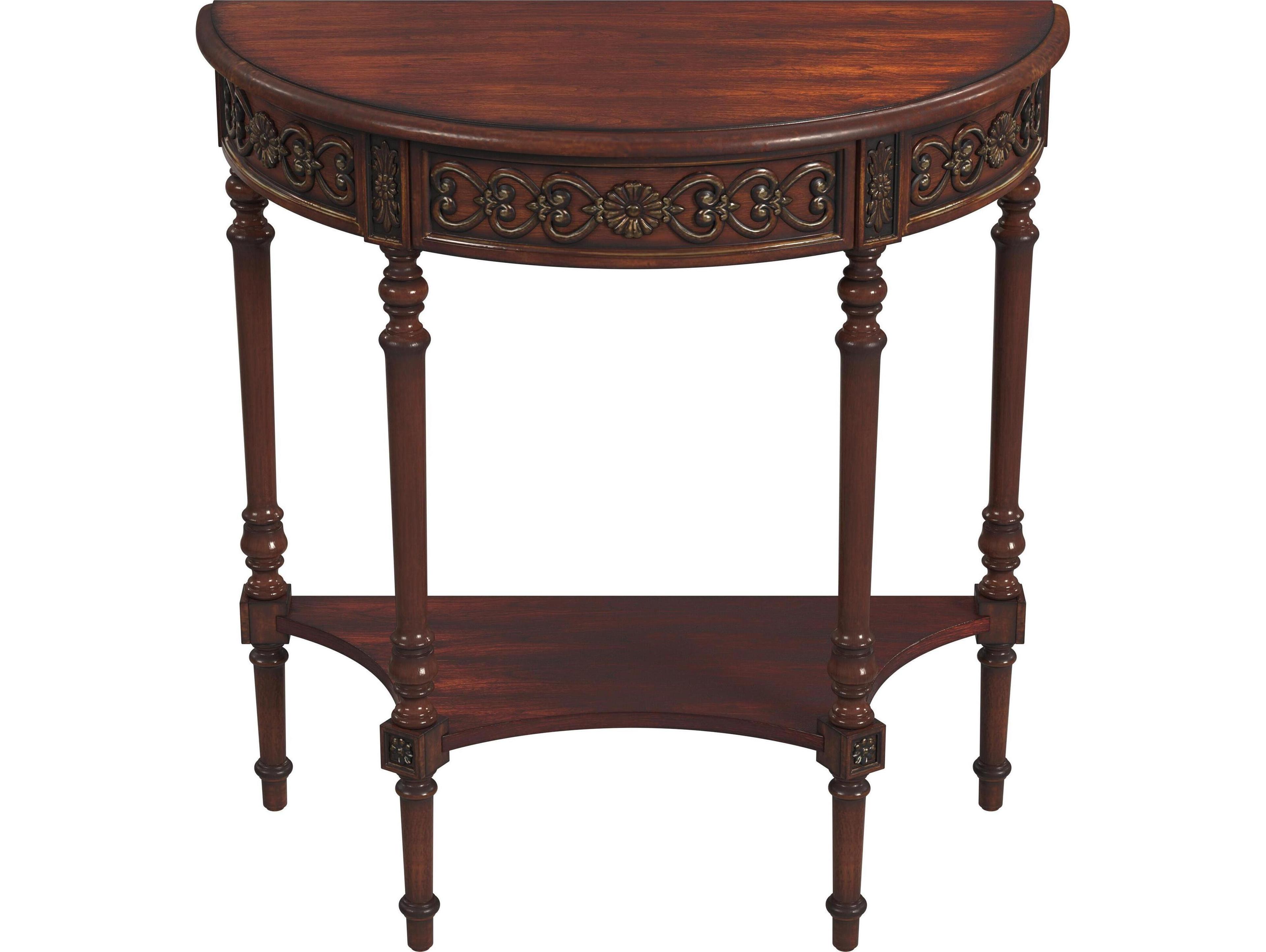 Butler Danelle Demilune Wood Cherry Console Table