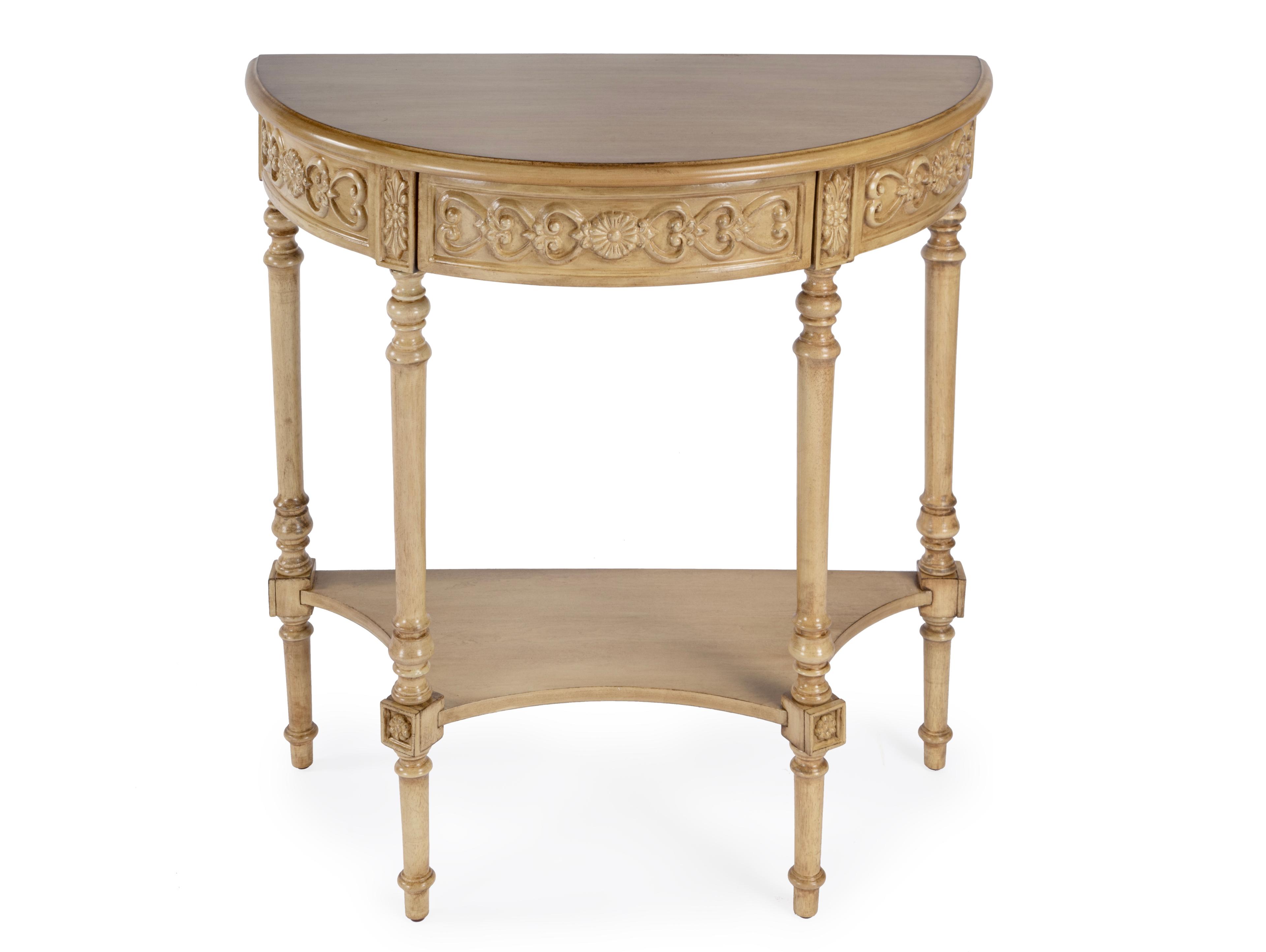 Butler Danelle Demilune Wood Antique Beige Console Table