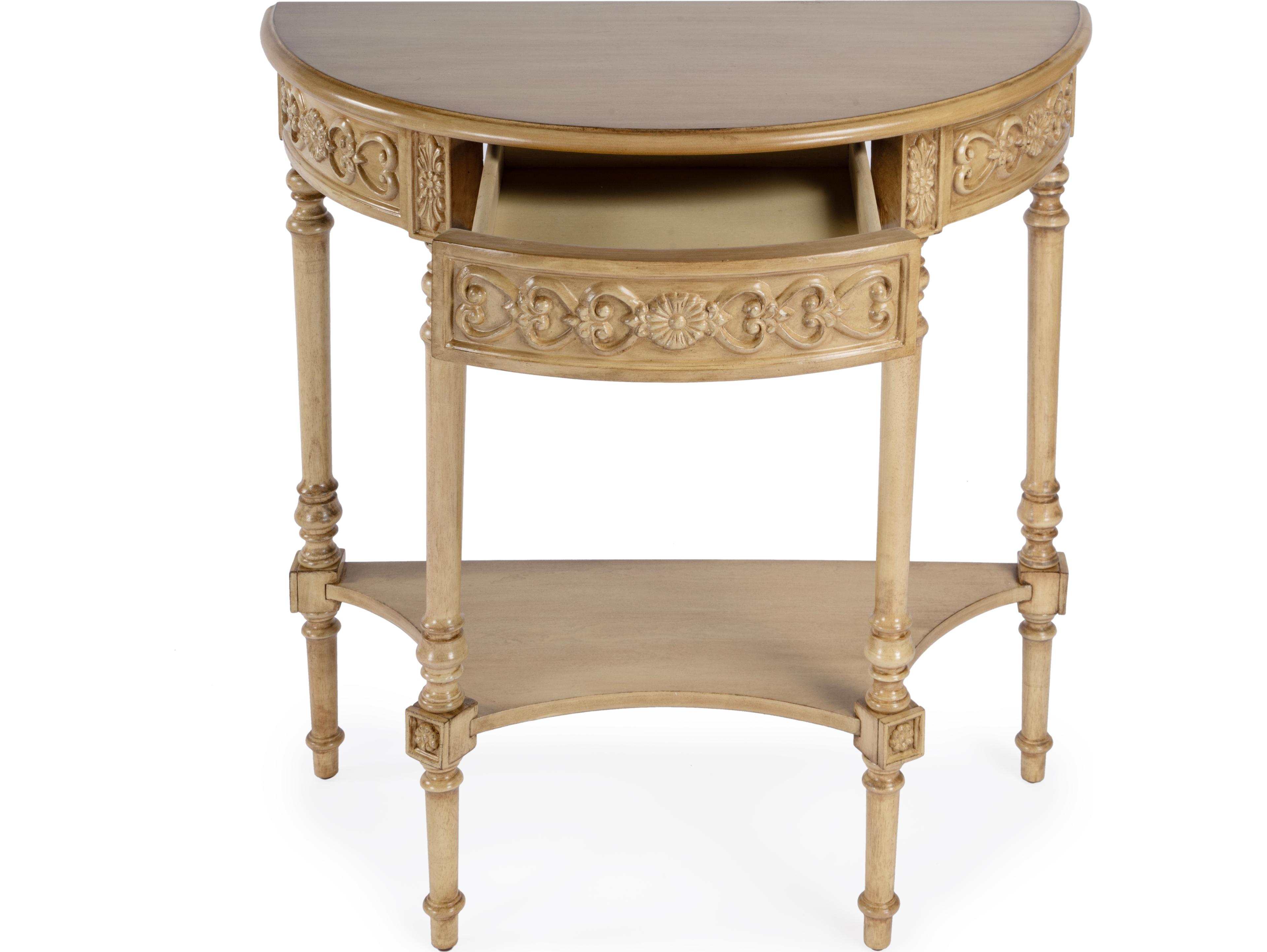 Butler Danelle Demilune Wood Antique Beige Console Table