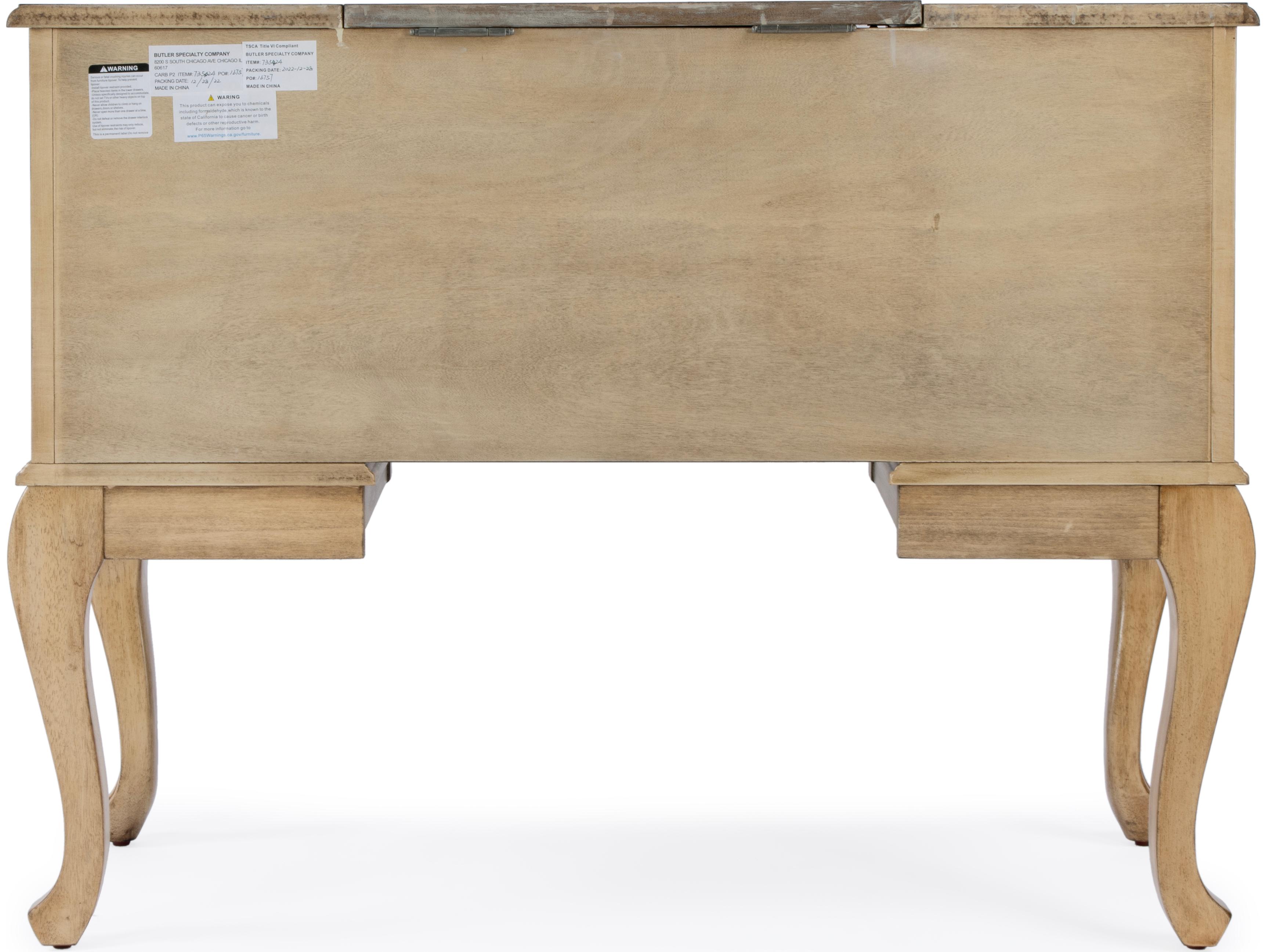 Butler Charlotte Gilted Cream Beige Poplar Wood Valet Desk