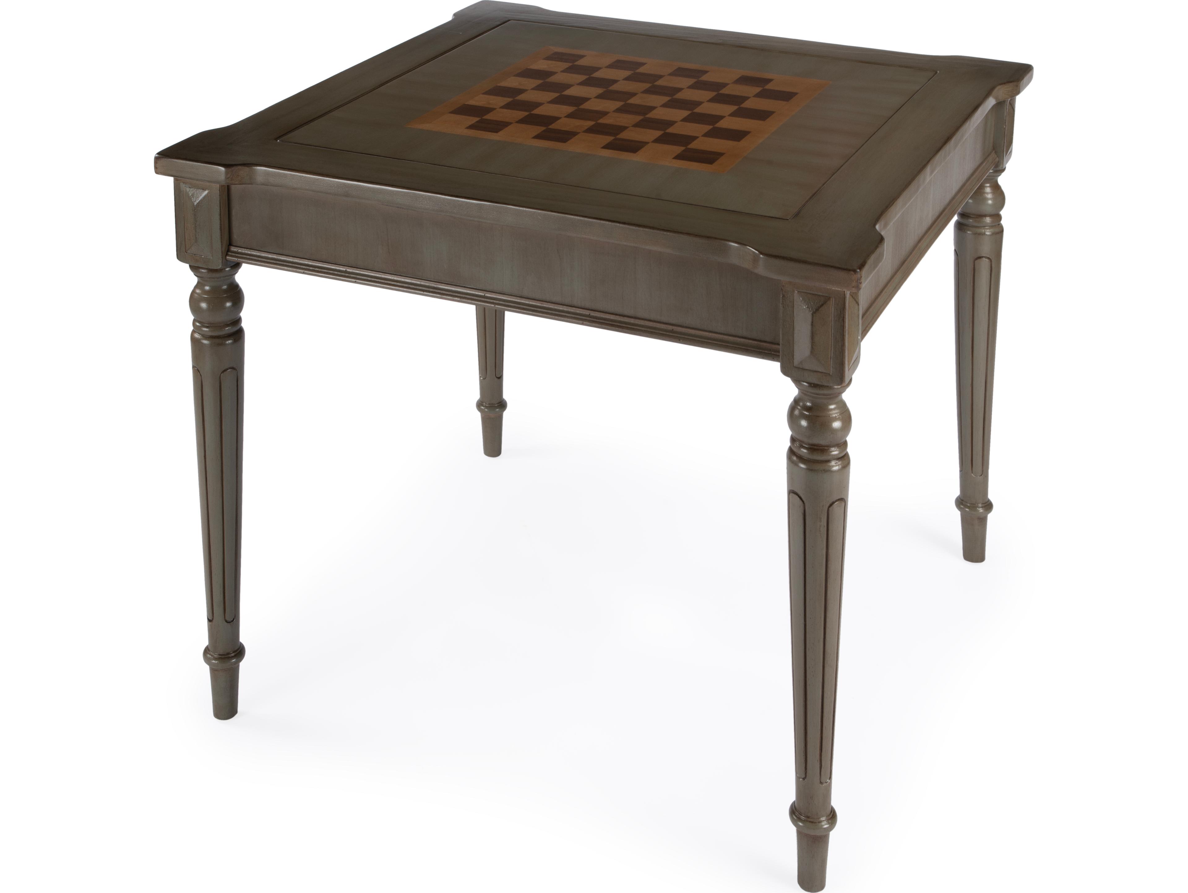 Butler Vincent Gray Rubberwood Silver Satin Game Table