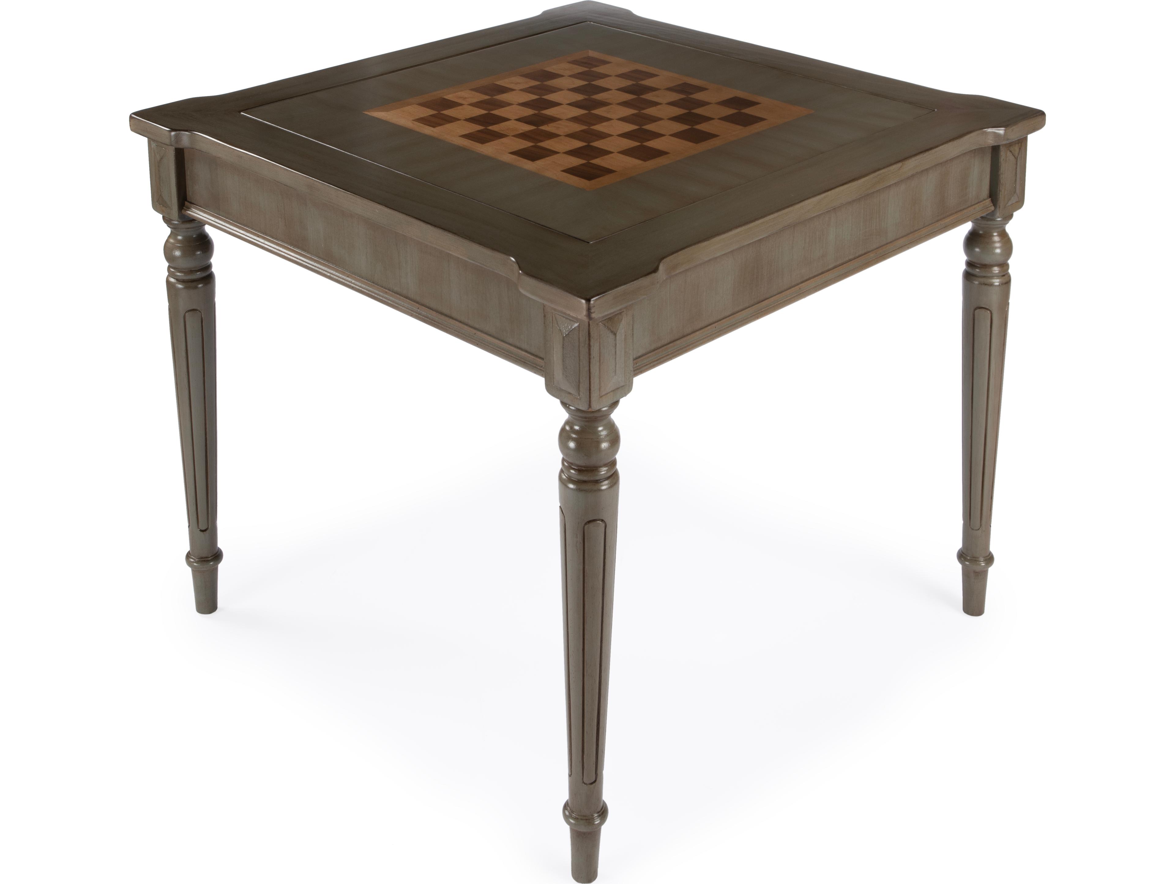 Butler Vincent Gray Rubberwood Silver Satin Game Table